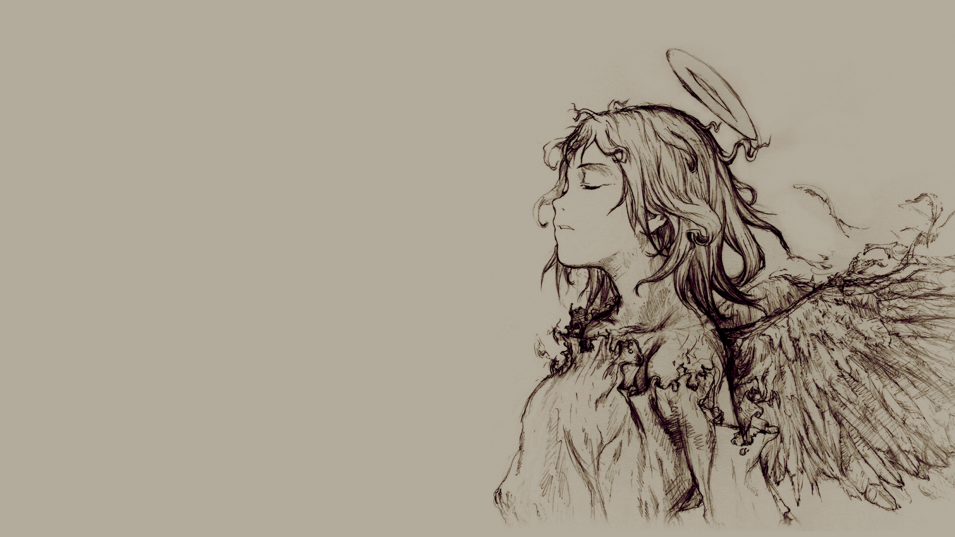 Rakka from Haibane Renmei with wings and halo HD Wallpaper