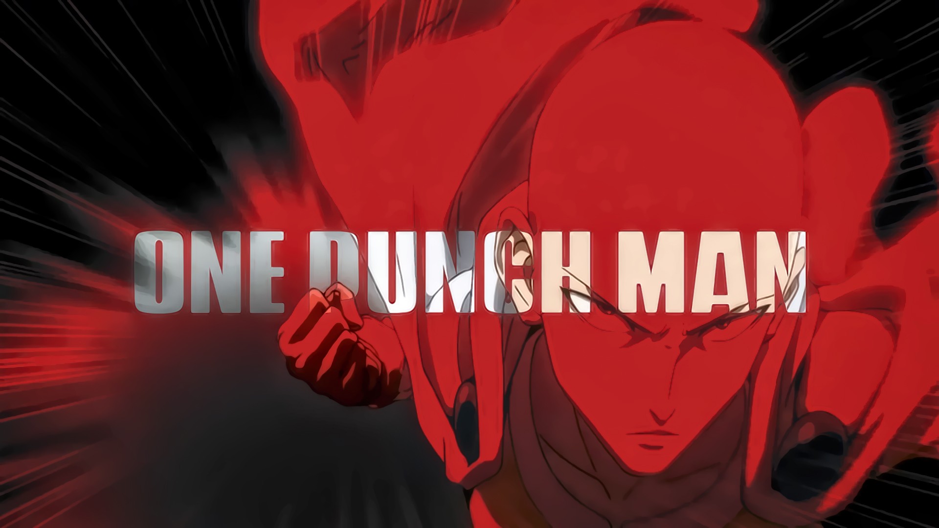 One-Punch Man anime title card with Saitama HD Wallpaper