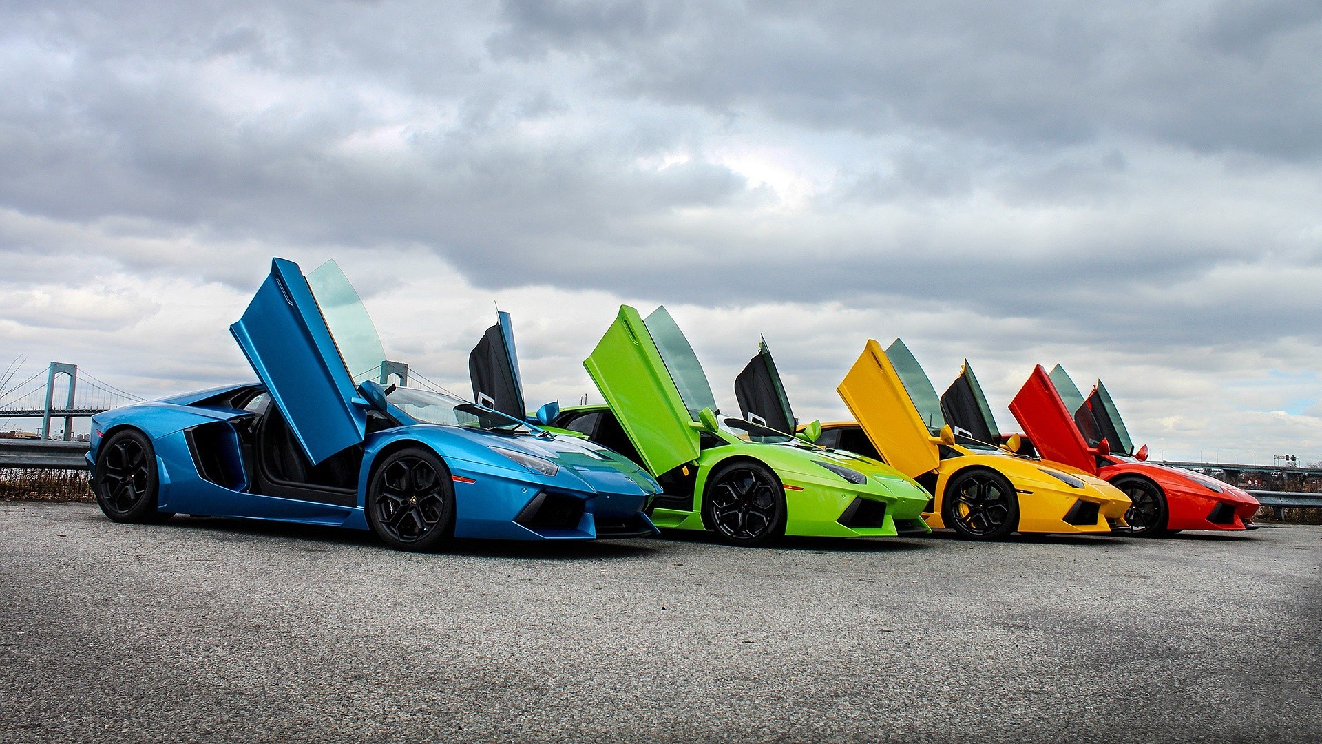 Lamborghini Aventador cars with doors open HD Wallpaper