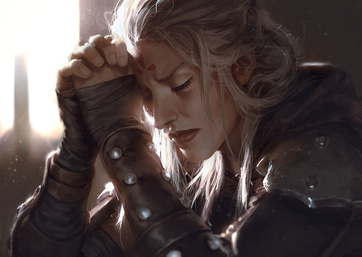 Artwork of a woman praying HD Wallpaper