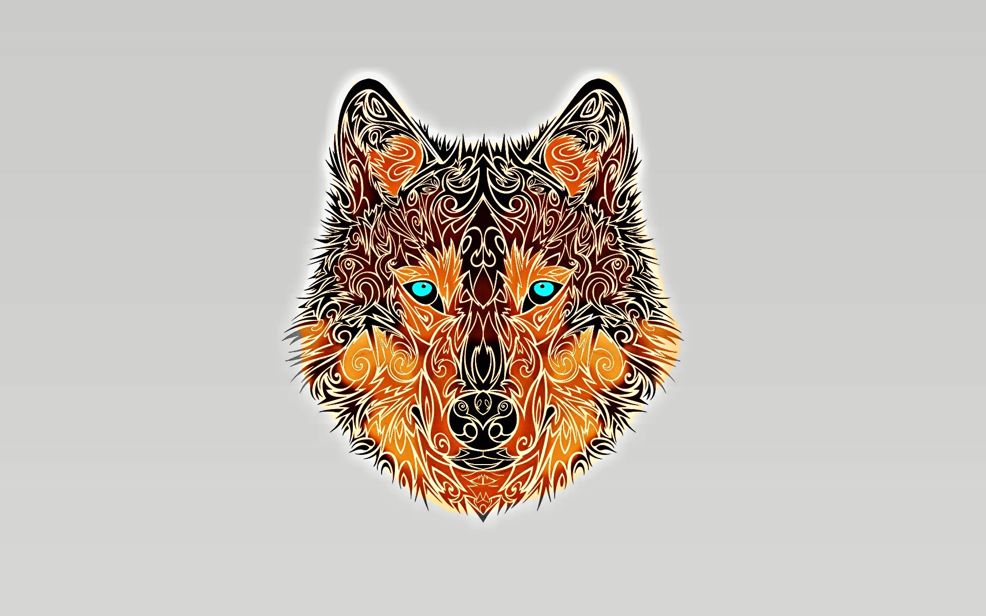 Tribal wolf with turquoise eyes HD Wallpaper
