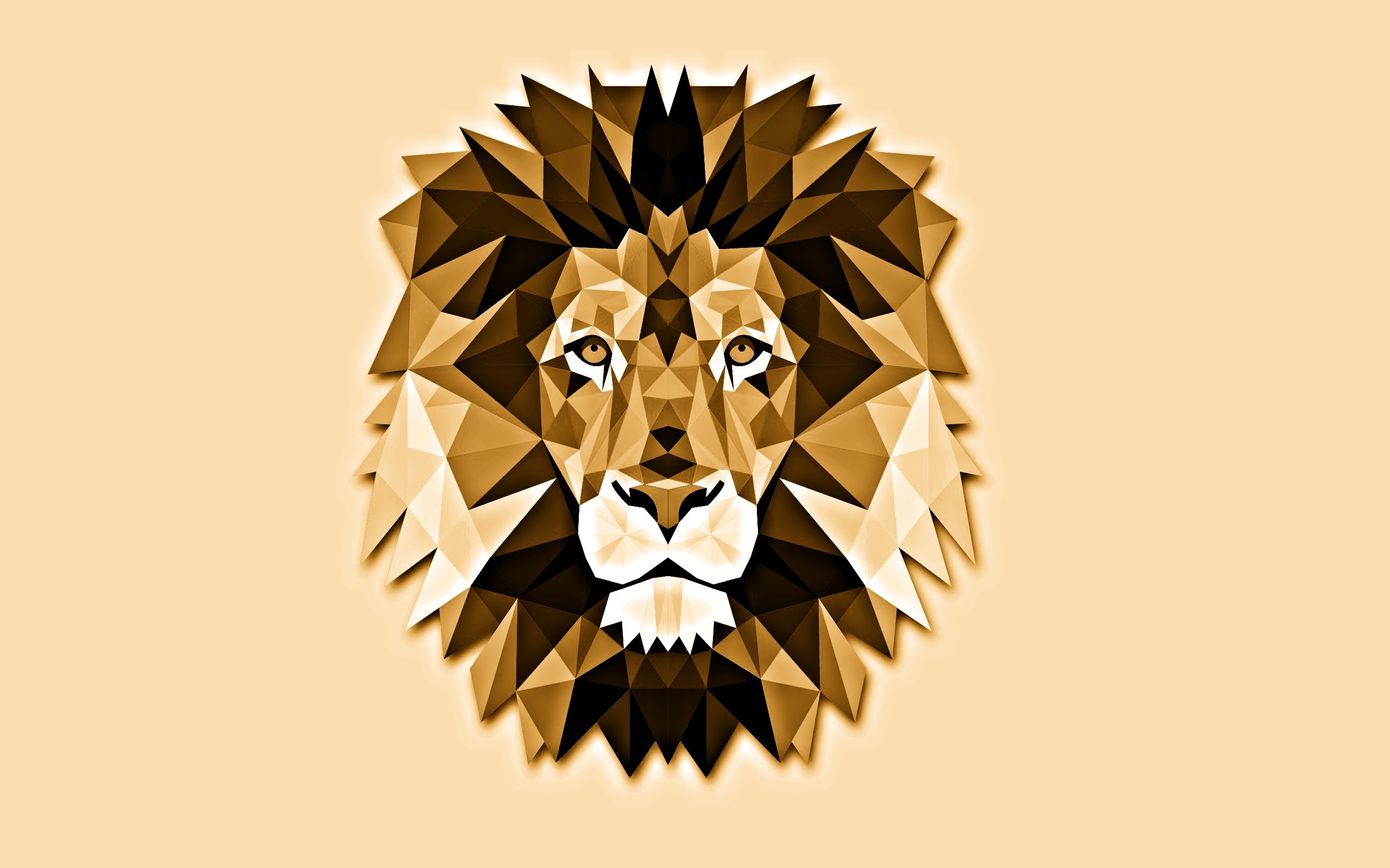 Geometric Lion Head with Golden Mane HD Wallpaper