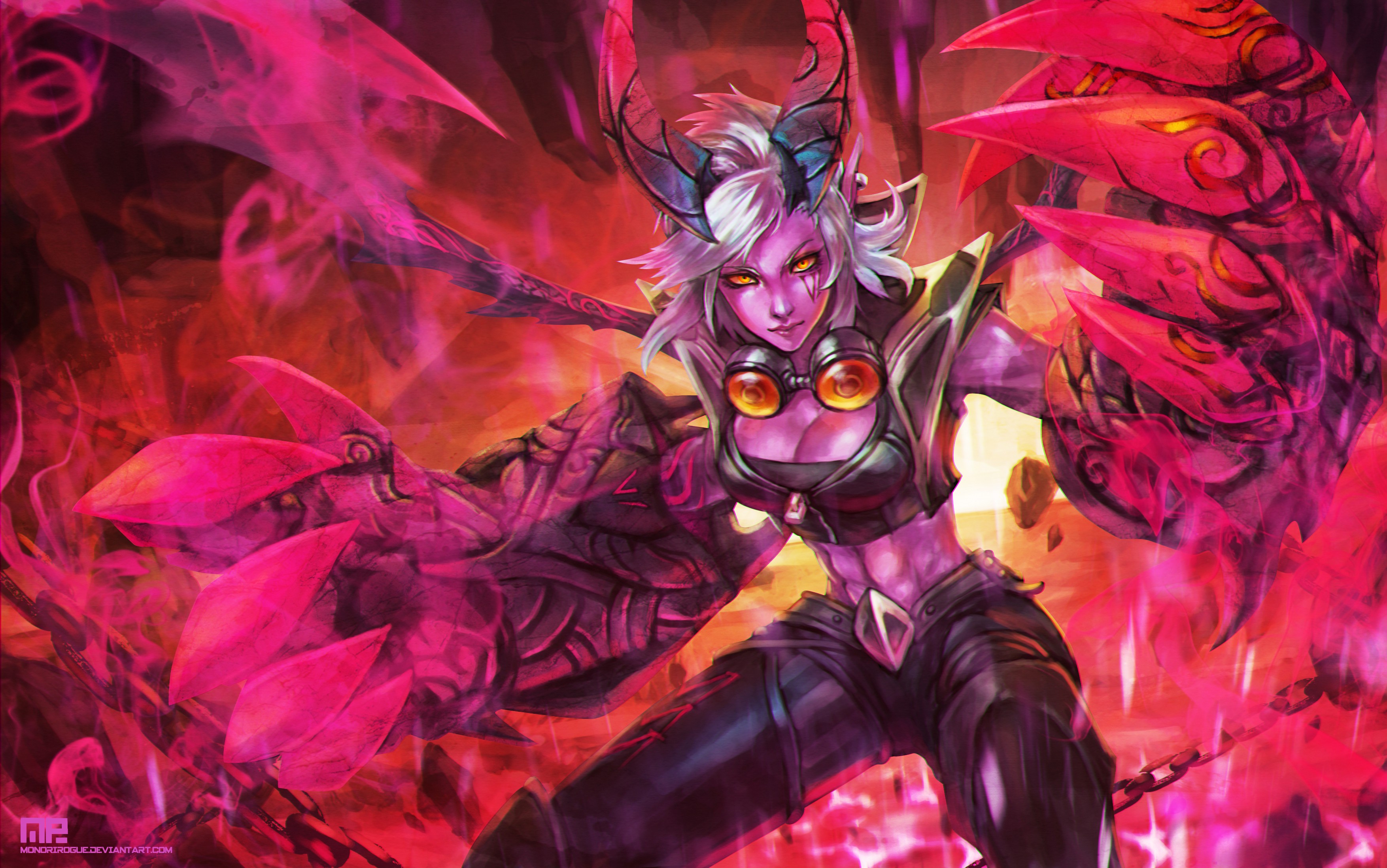 Vi from League of Legends with pink energy HD Wallpaper