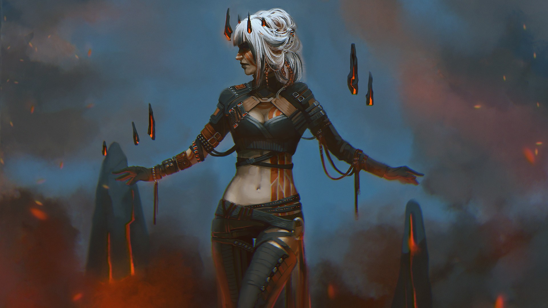 Fantasy art of a woman with horns HD Wallpaper
