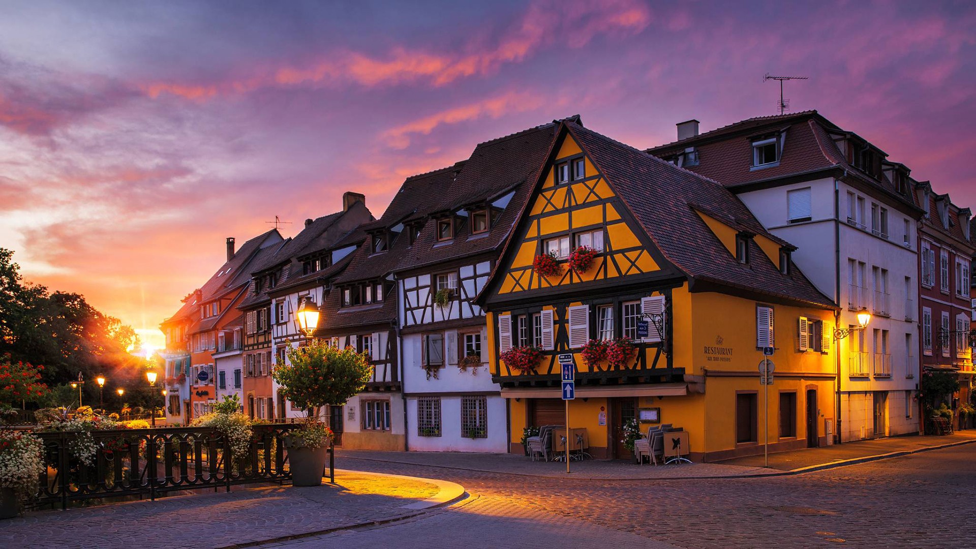 Colmar, sunset, city HD Wallpaper