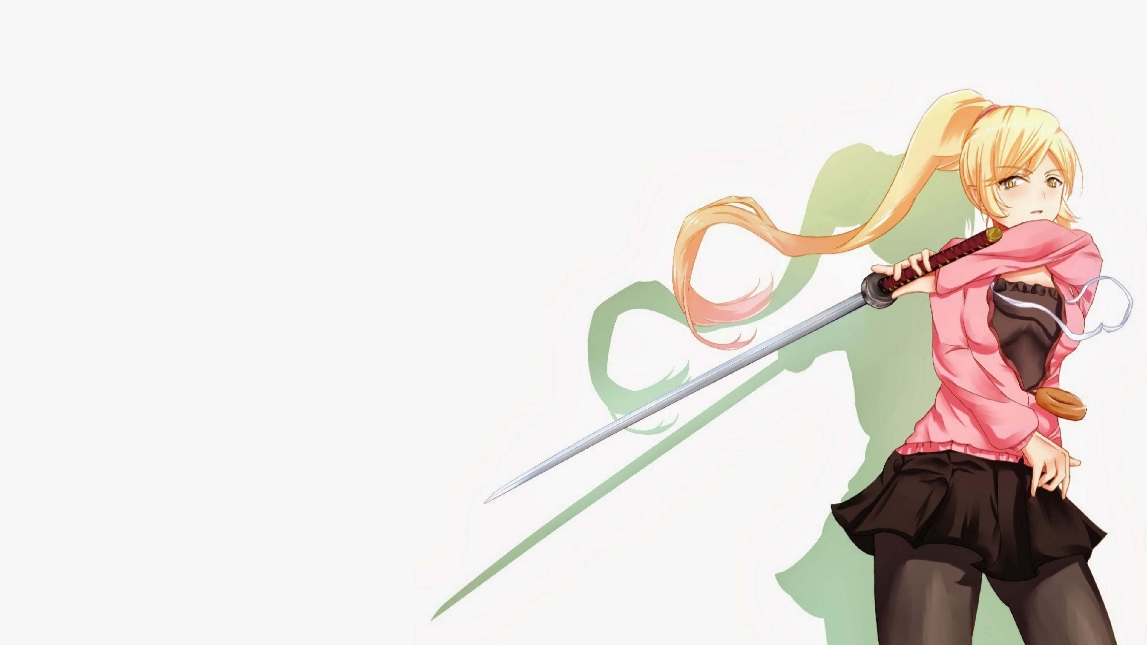 Oshino Shinobu from Monogatari Series with a sword HD Wallpaper