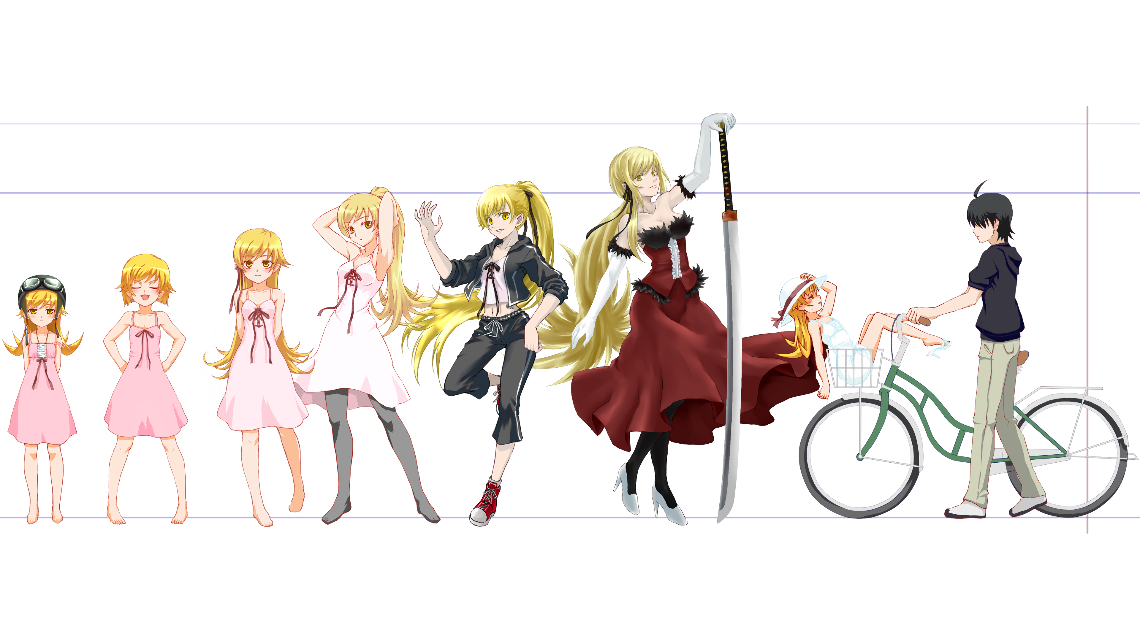 Oshino Shinobu and Araragi Koyomi from Monogatari Series HD Wallpaper