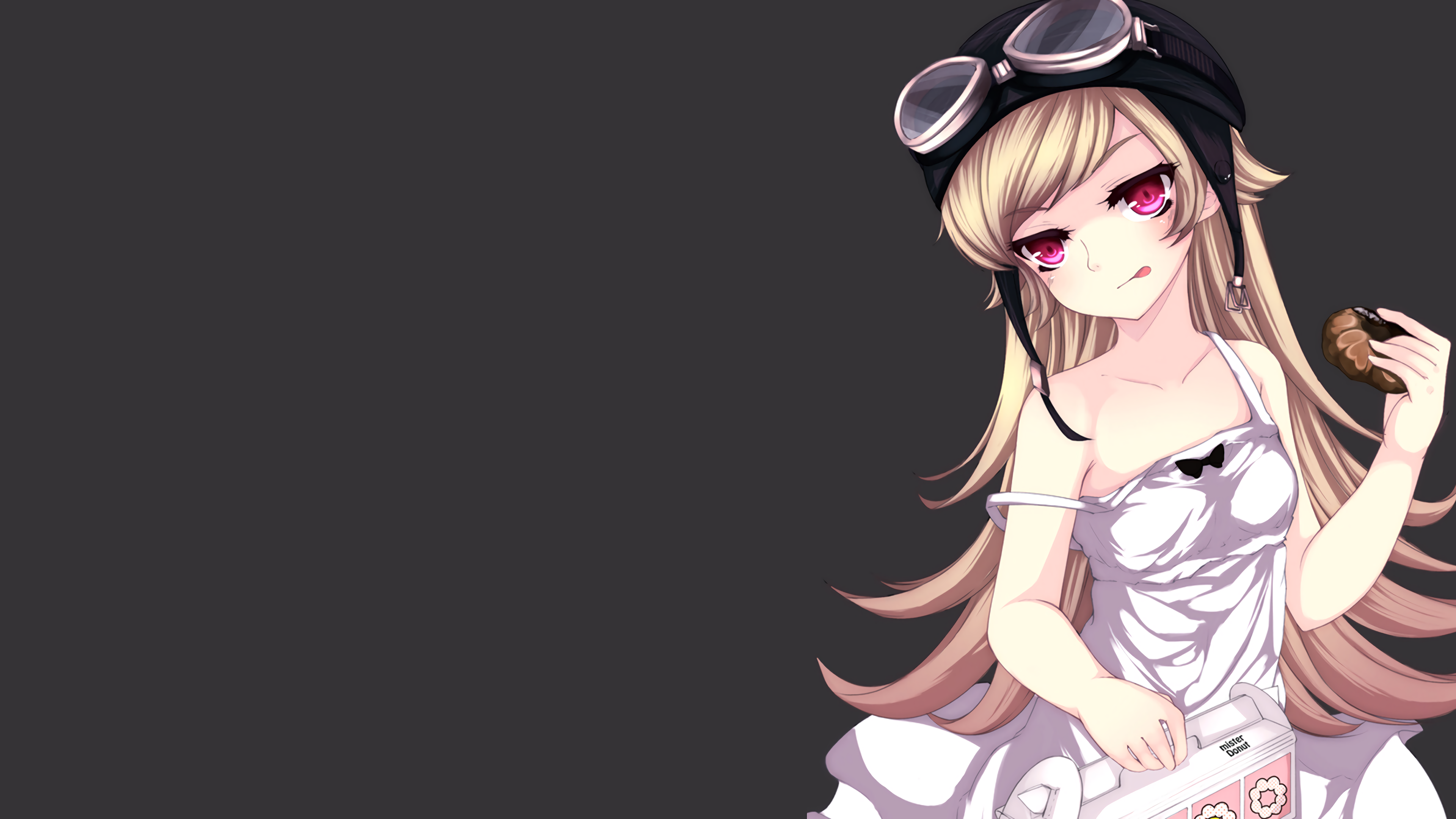 Oshino Shinobu from Monogatari Series eating a donut HD Wallpaper