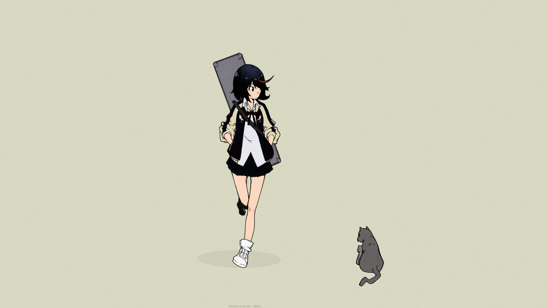 Ryuko Matoi with a Cat HD Wallpaper