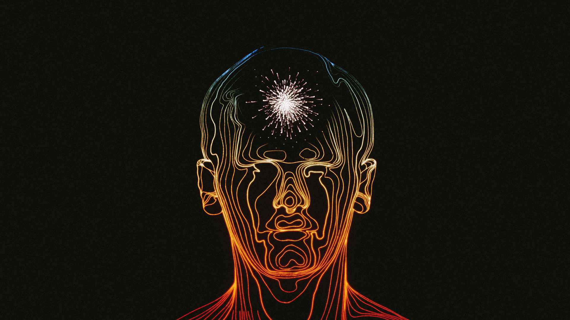 Digital Art Portrait of a Man with Colorful Lines and Sparkles HD Wallpaper