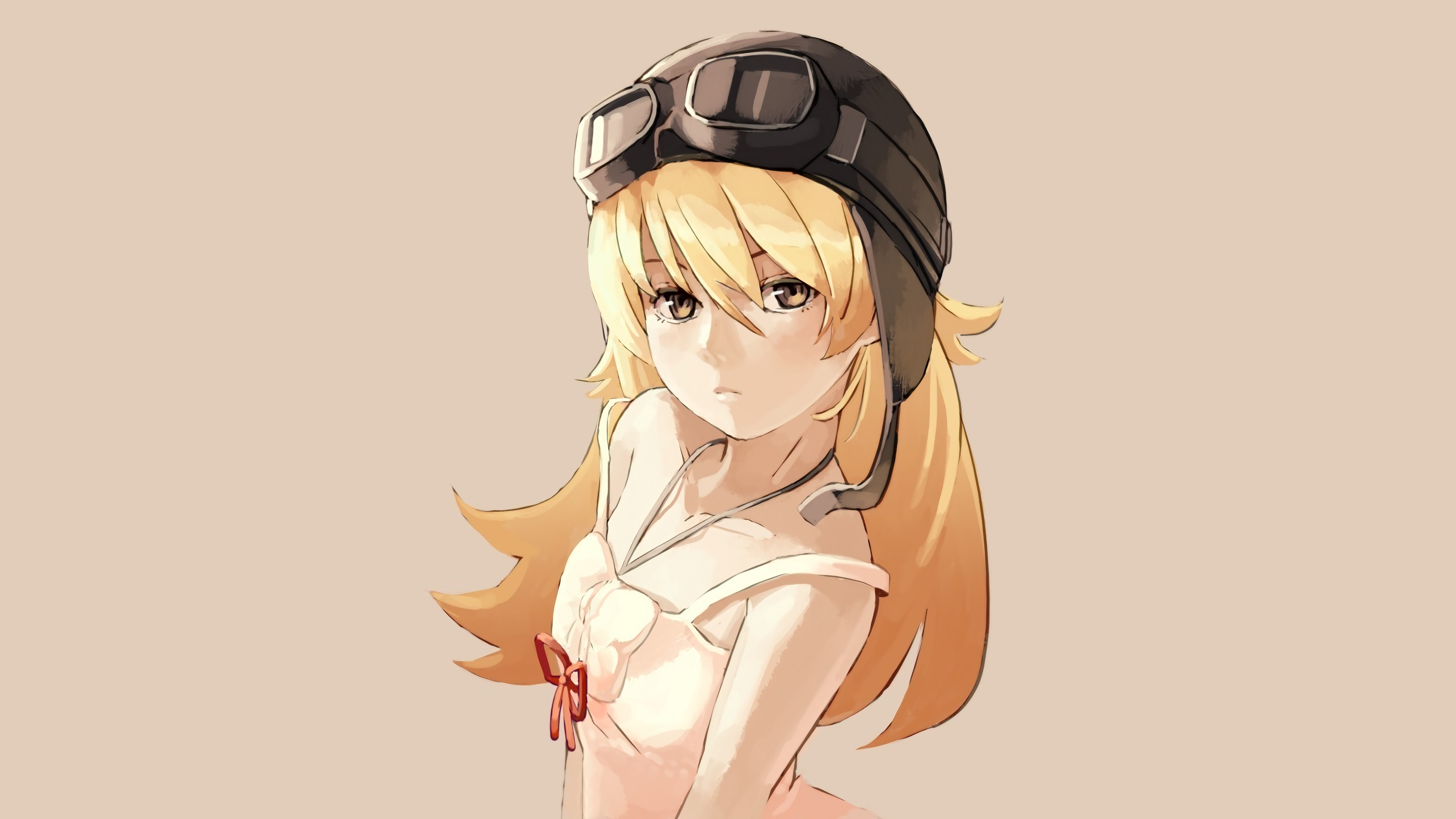 Oshino Shinobu from Monogatari Series wearing goggles HD Wallpaper