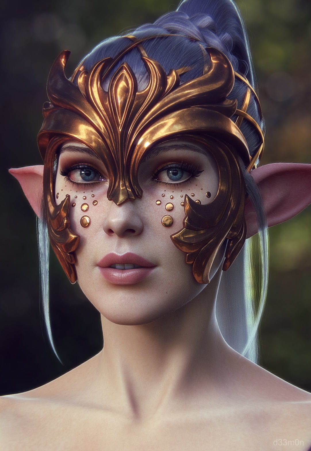 Fantasy art of an elf with golden mask HD Wallpaper