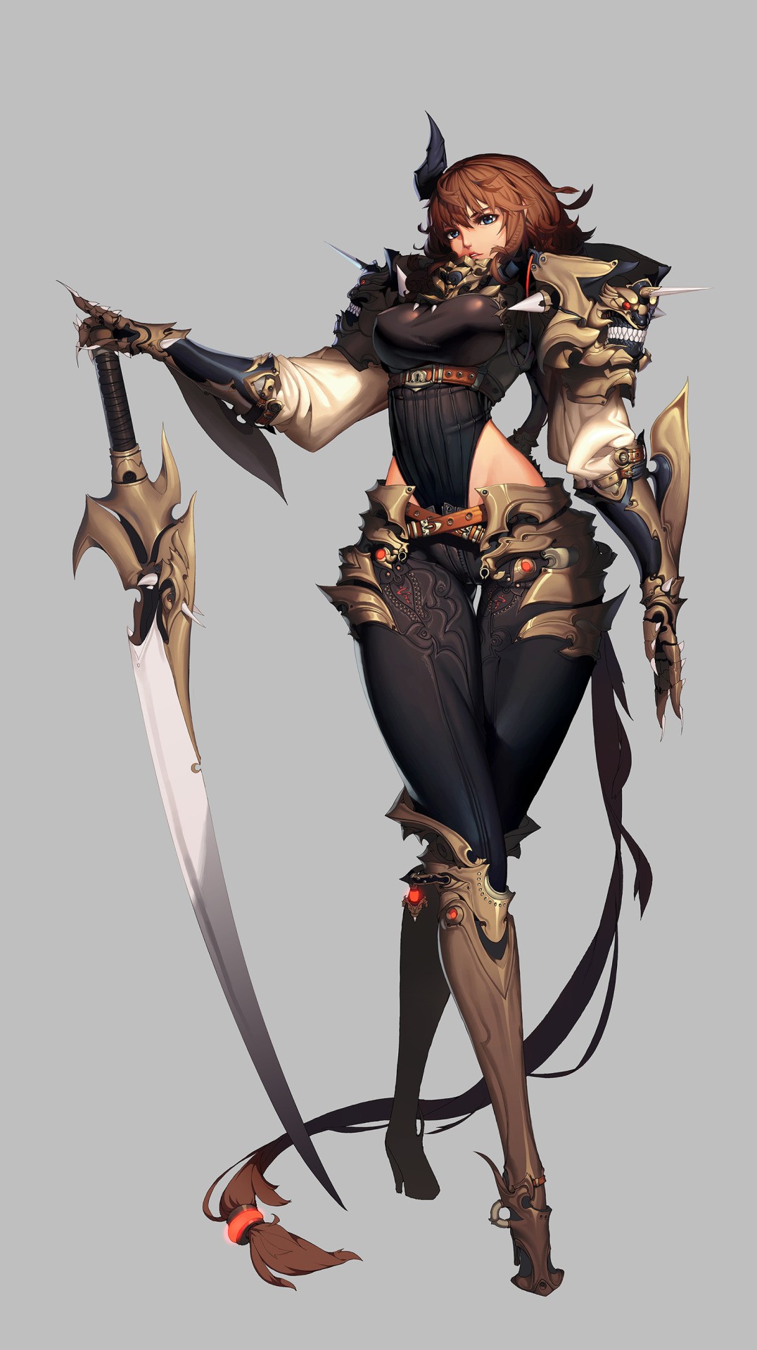 Anime warrior woman with ornate sword and armor HD Wallpaper