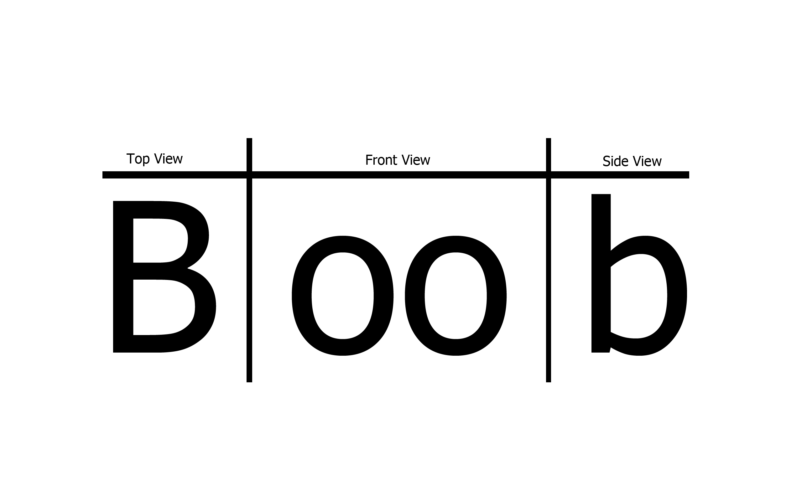 Typography: Top, Front, and Side Views of 'Boob' HD Wallpaper