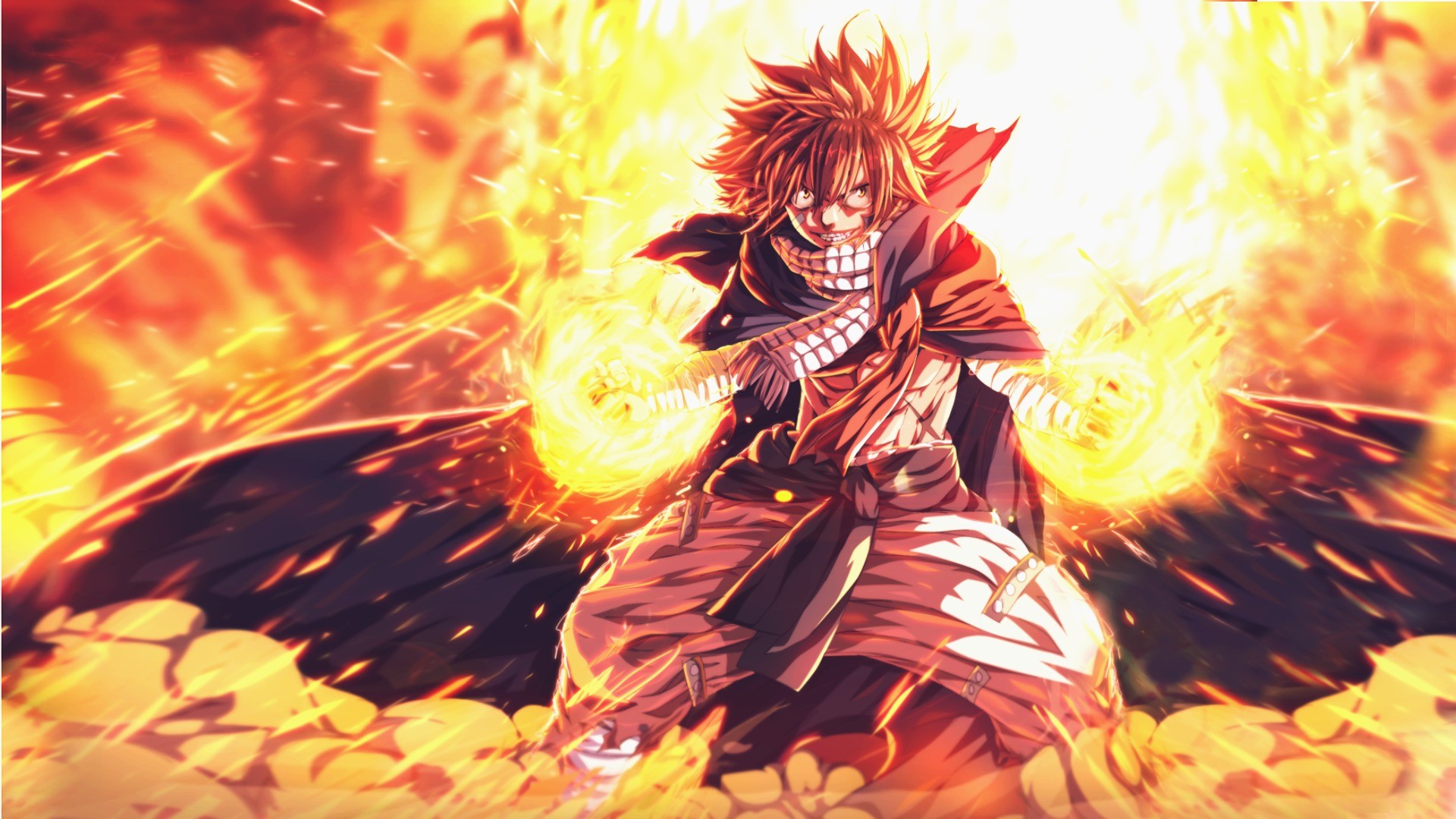 Natsu Dragneel from Fairy Tail using fire magic HD Wallpaper