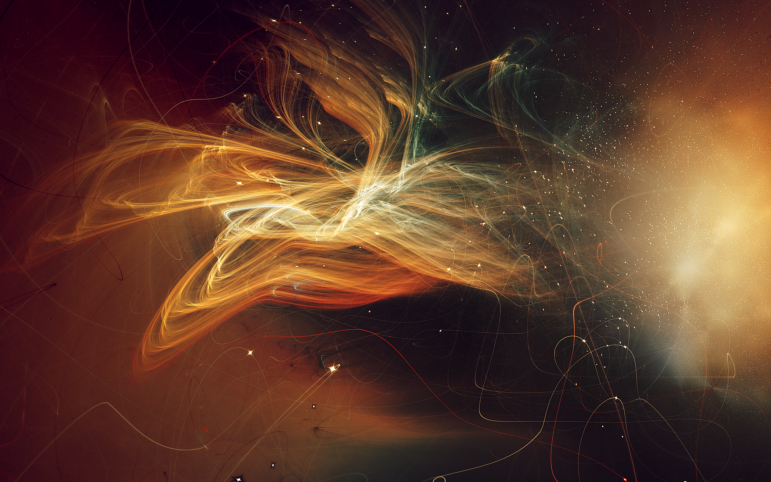 Abstract light trails and stars in a nebula HD Wallpaper