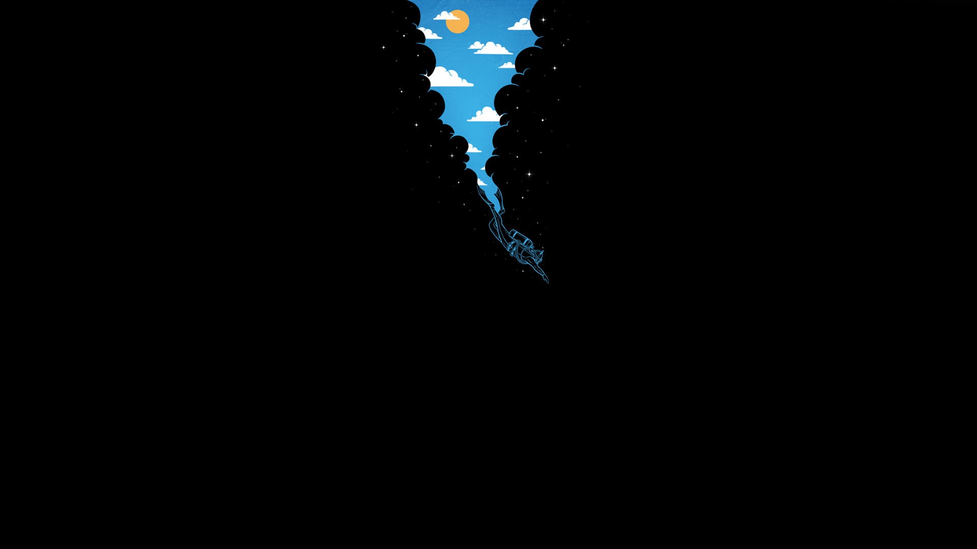 Minimalist artwork of a diver in the sky HD Wallpaper