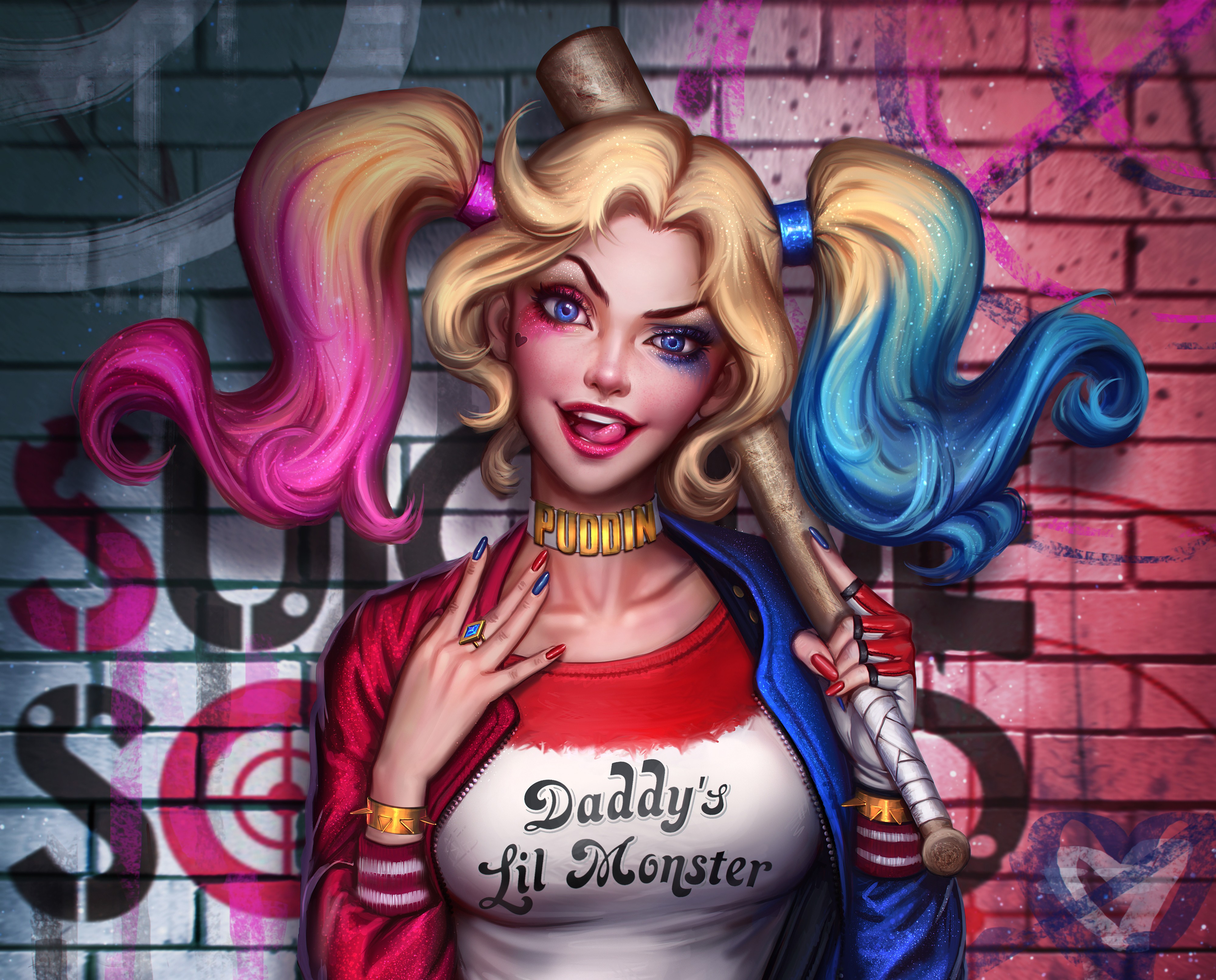 Harley Quinn with a baseball bat HD Wallpaper