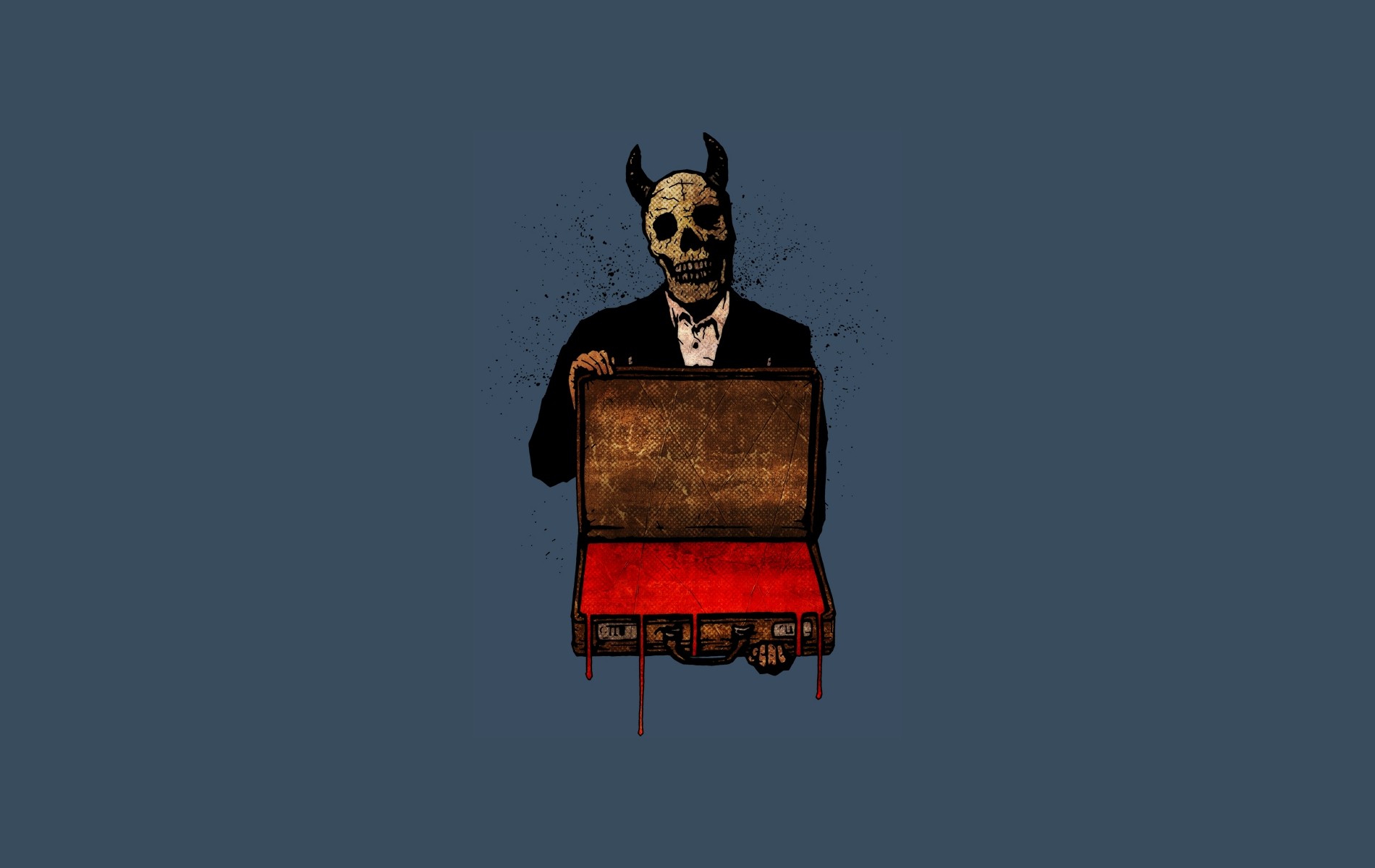 Devil in a suit holding a bloody briefcase HD Wallpaper