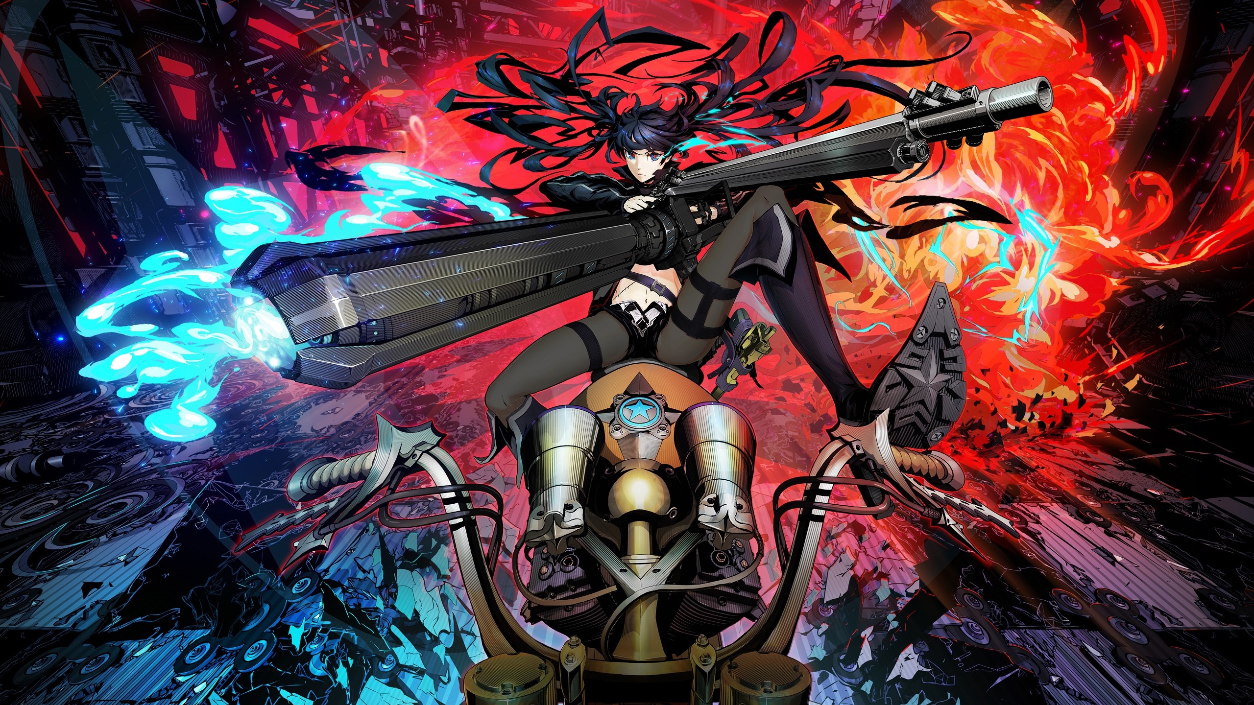 Black Rock Shooter on a mechanical vehicle HD Wallpaper