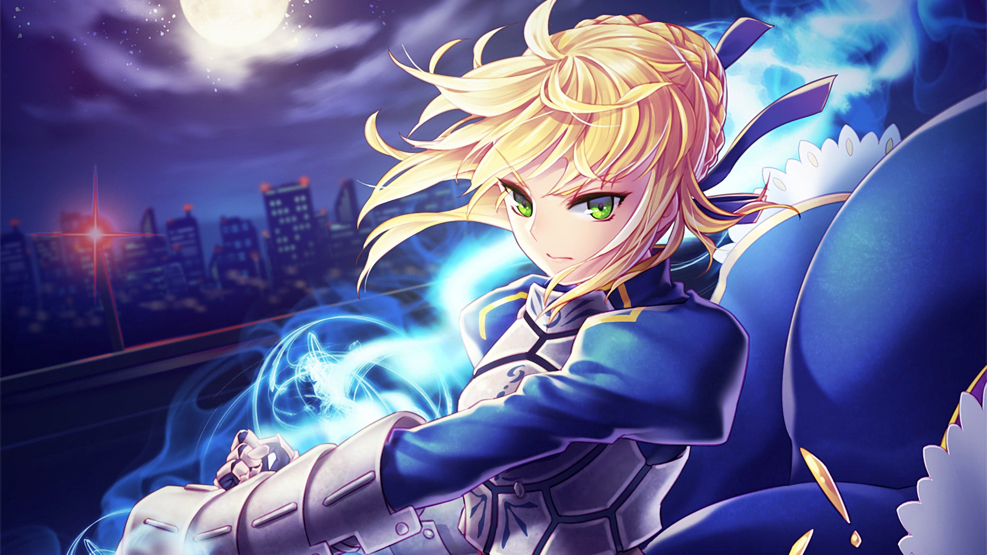 Saber from Fate Series in Anime Artwork HD Wallpaper