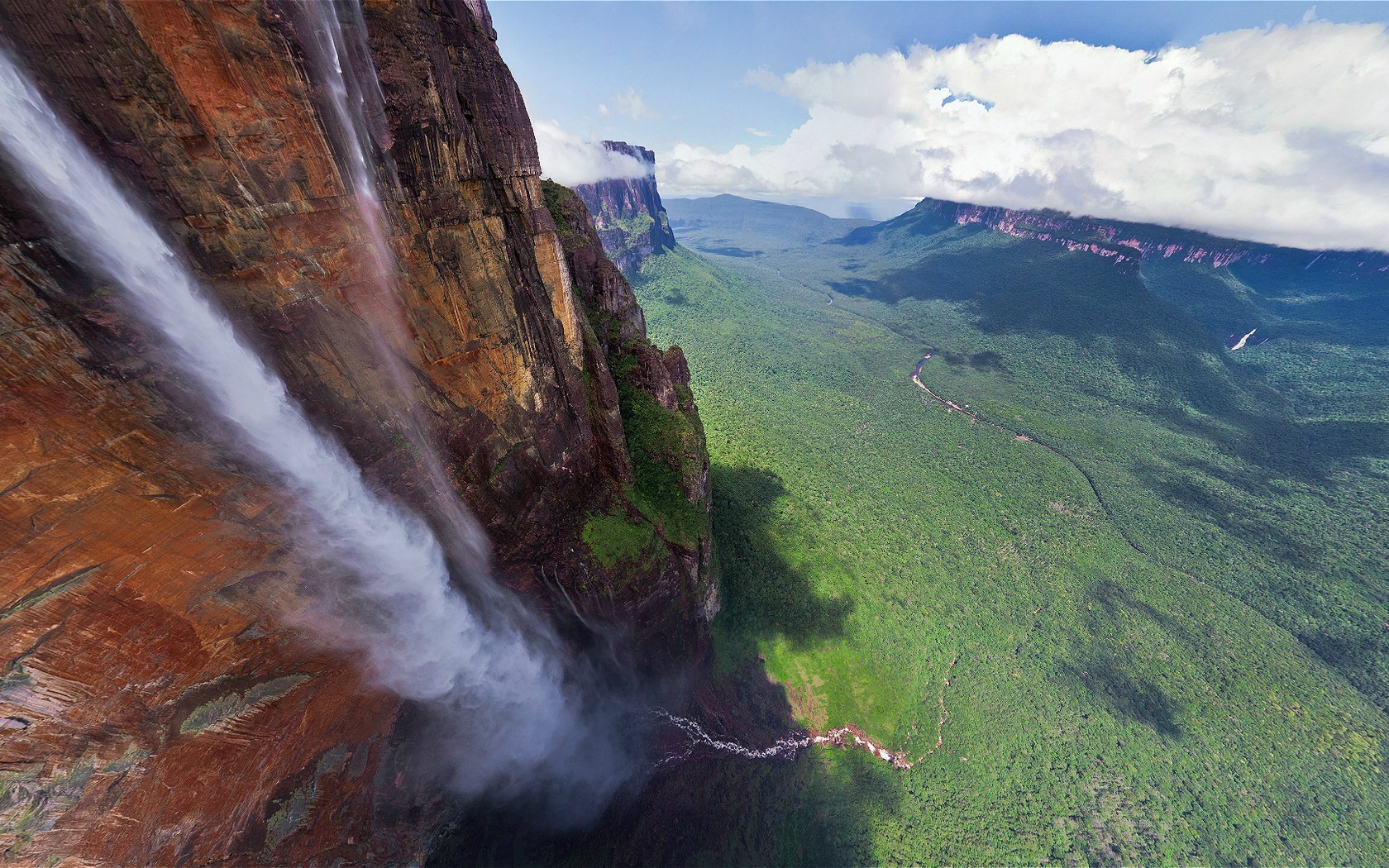 Angel Falls waterfall cascading down a cliff in Venezuela HD Wallpaper