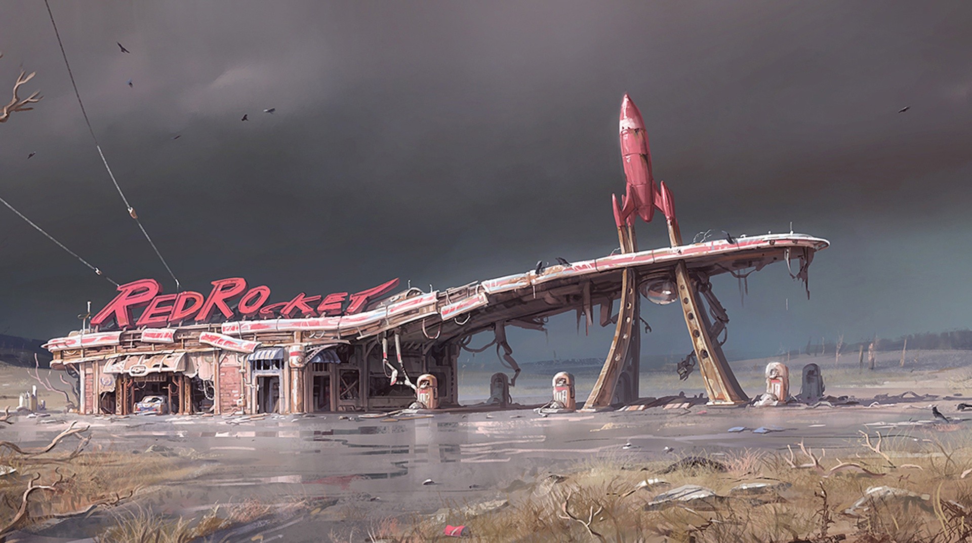 Fallout 4 Red Rocket Gas Station HD Wallpaper