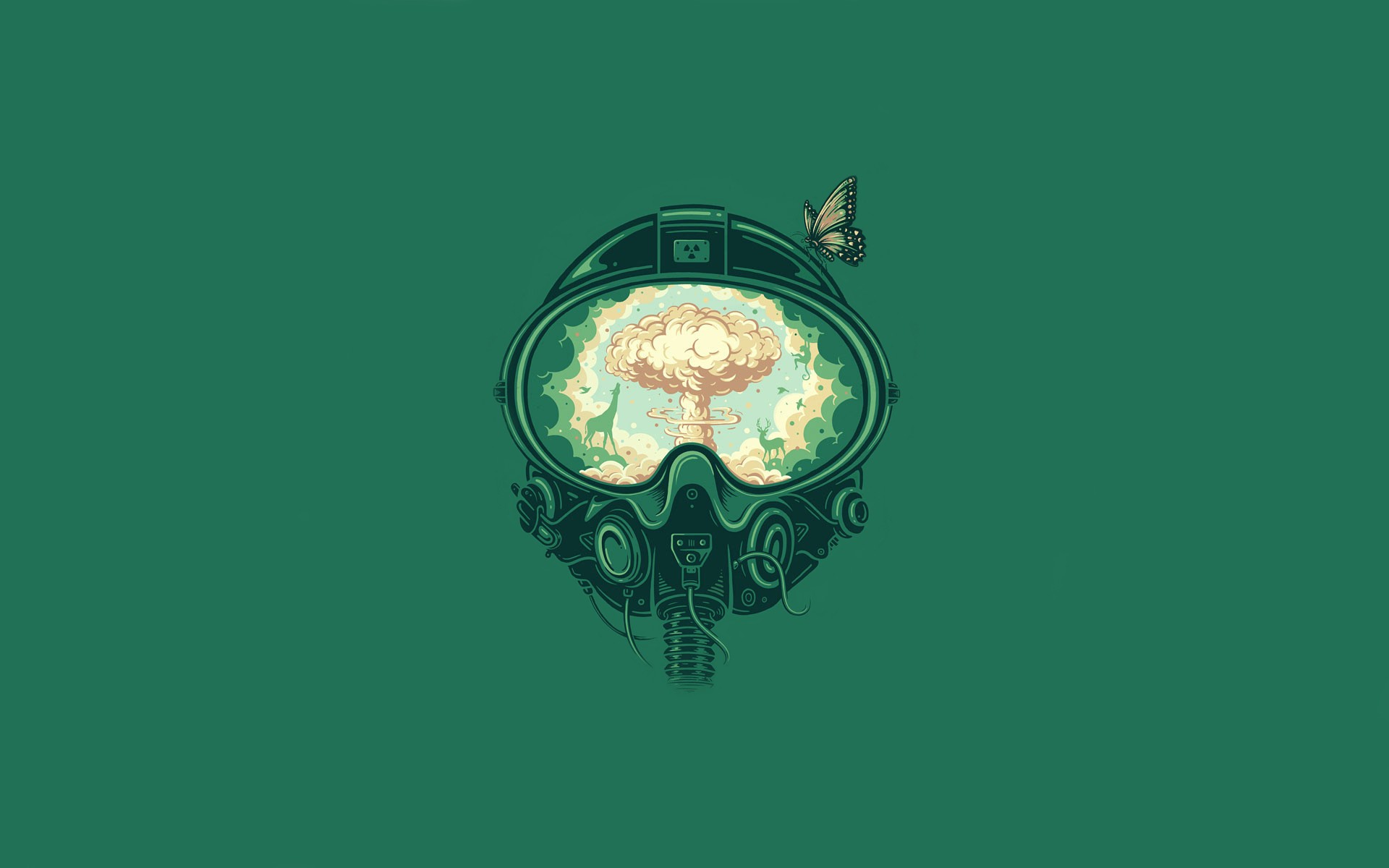 Apocalyptic minimalism artwork with a butterfly HD Wallpaper