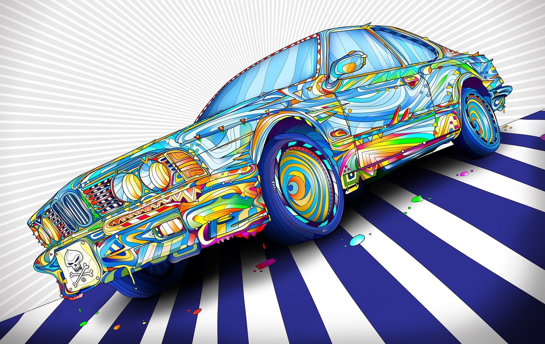 Psychedelic BMW car artwork HD Wallpaper