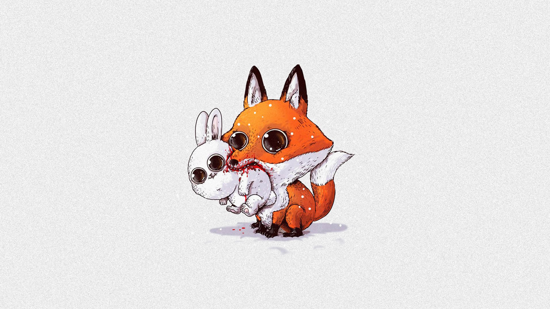 A fox biting a rabbit HD Wallpaper