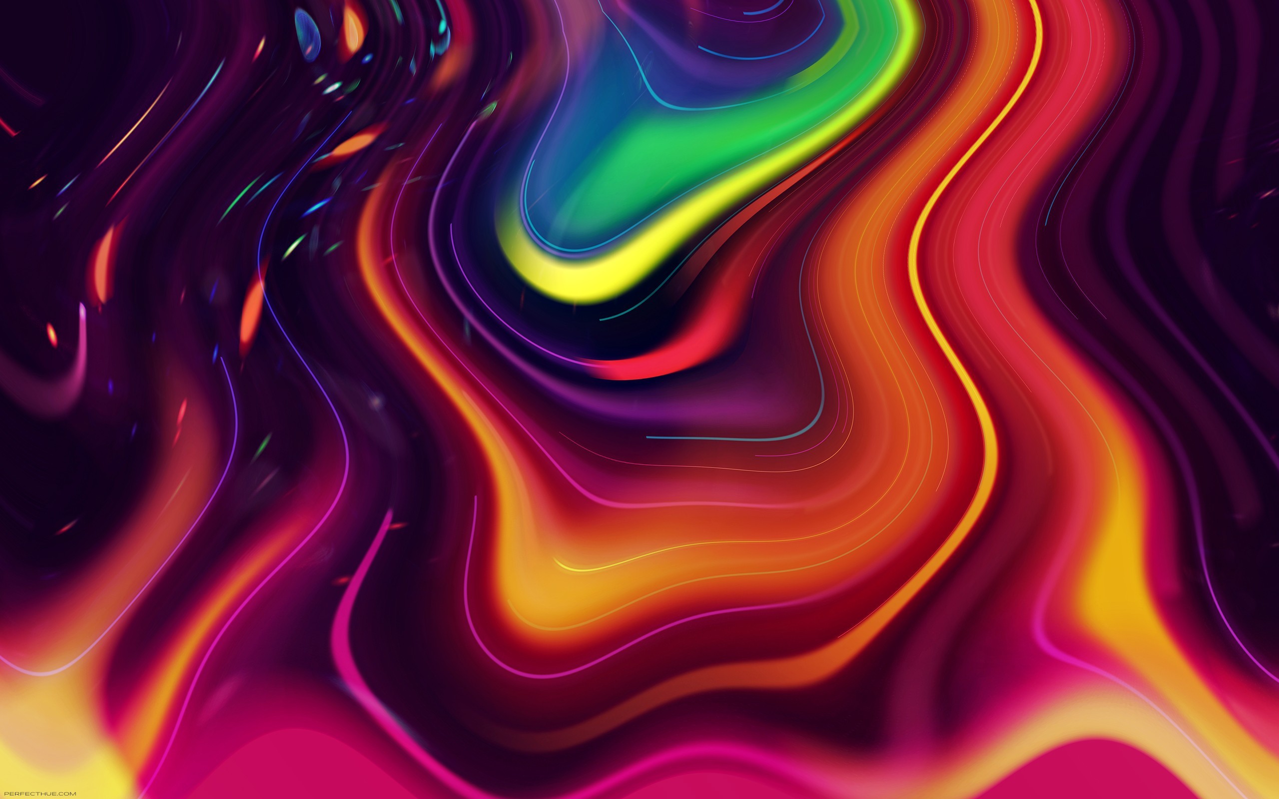 Abstract colorful wavy lines and shapes HD Wallpaper