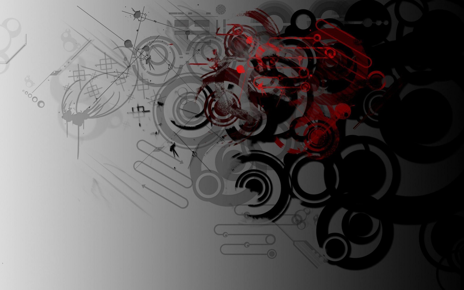 Abstract digital art with circles and lines HD Wallpaper