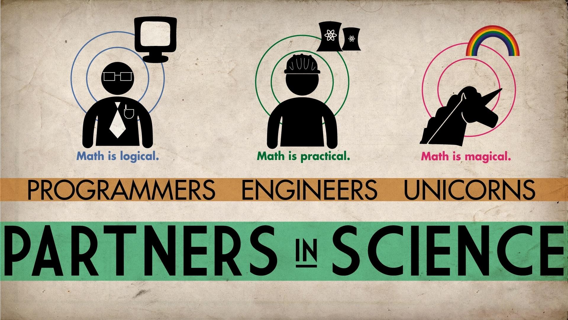 Partners in Science: Programmers, Engineers, Unicorns HD Wallpaper