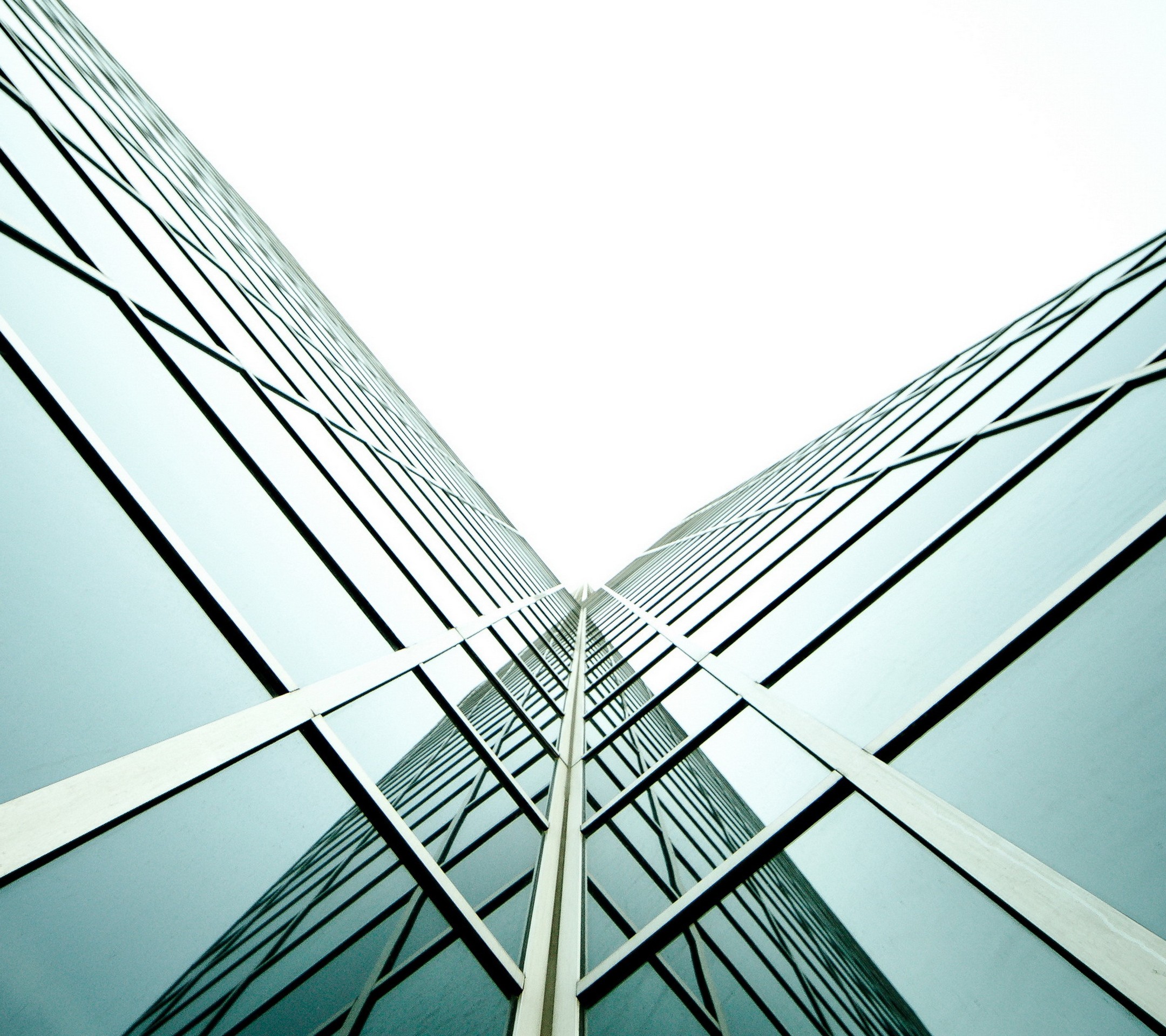Minimalist building with glass facade HD Wallpaper