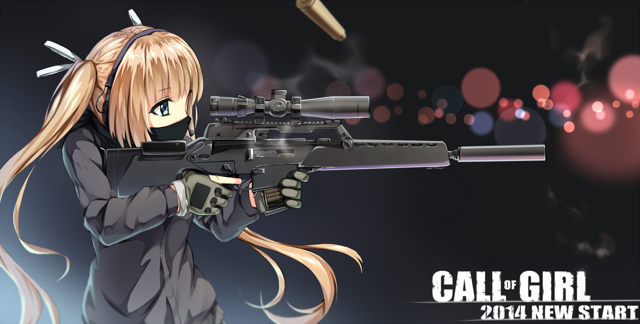 Anime girl with sniper rifle HD Wallpaper