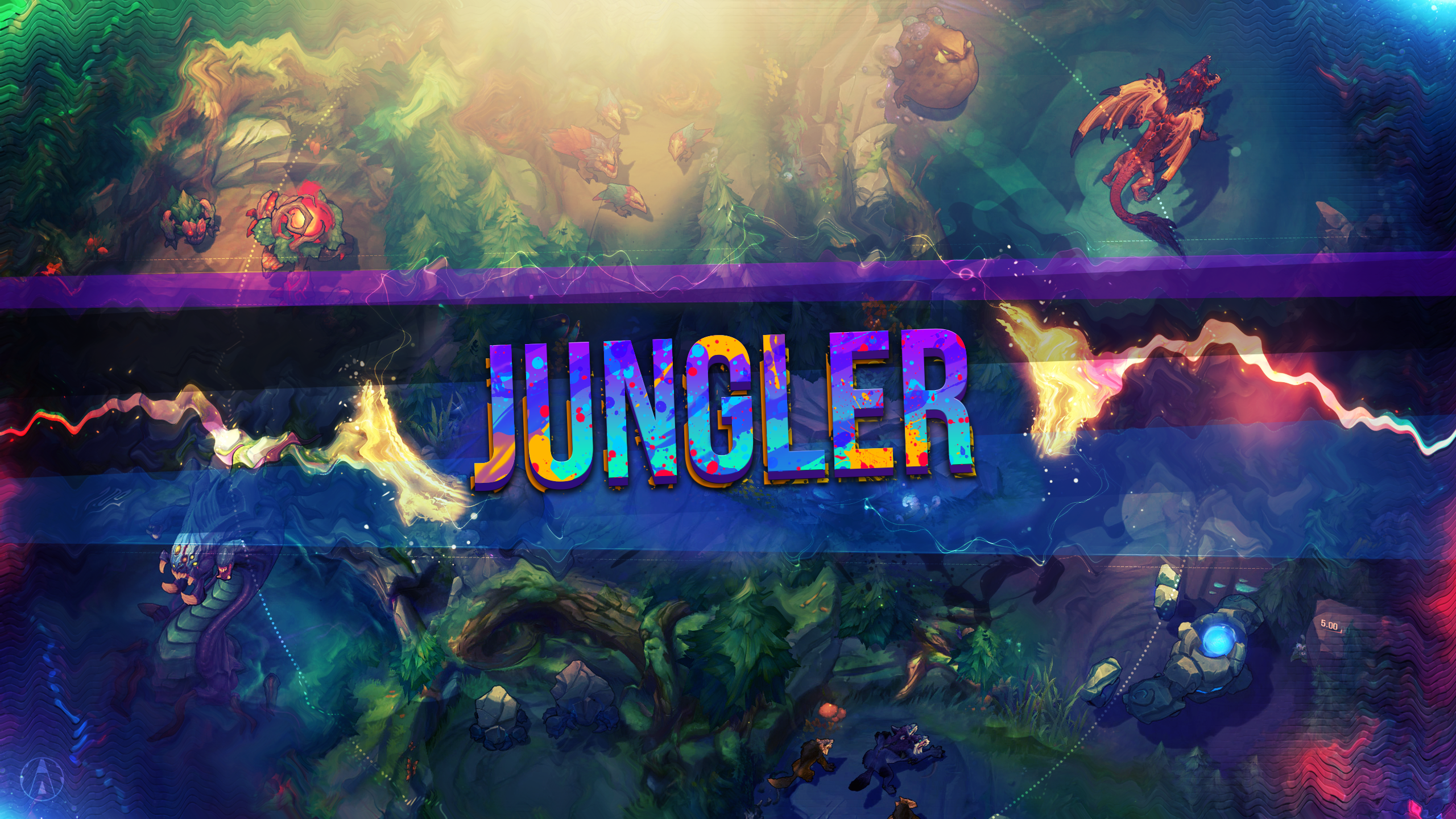 League of Legends Jungler Banner with Abstract Effects HD Wallpaper