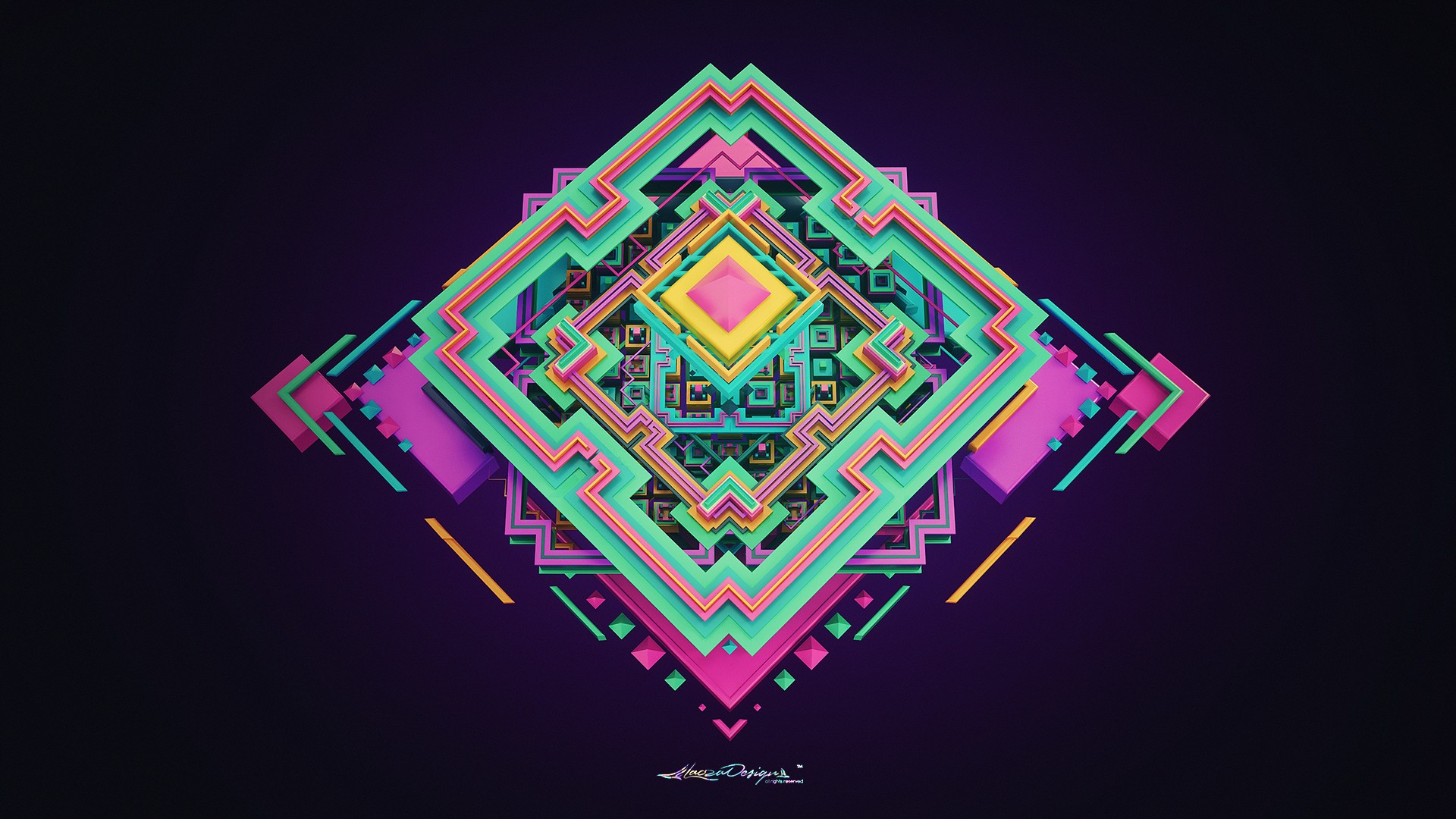 Abstract geometric design with vibrant colors HD Wallpaper