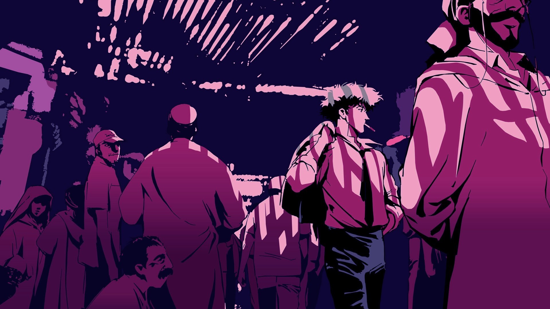 Spike Spiegel and others in Cowboy Bebop anime artwork HD Wallpaper