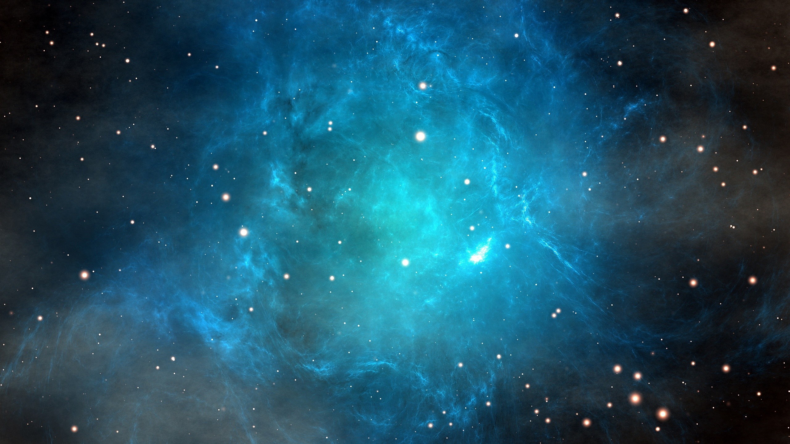 Blue and teal nebula with stars HD Wallpaper