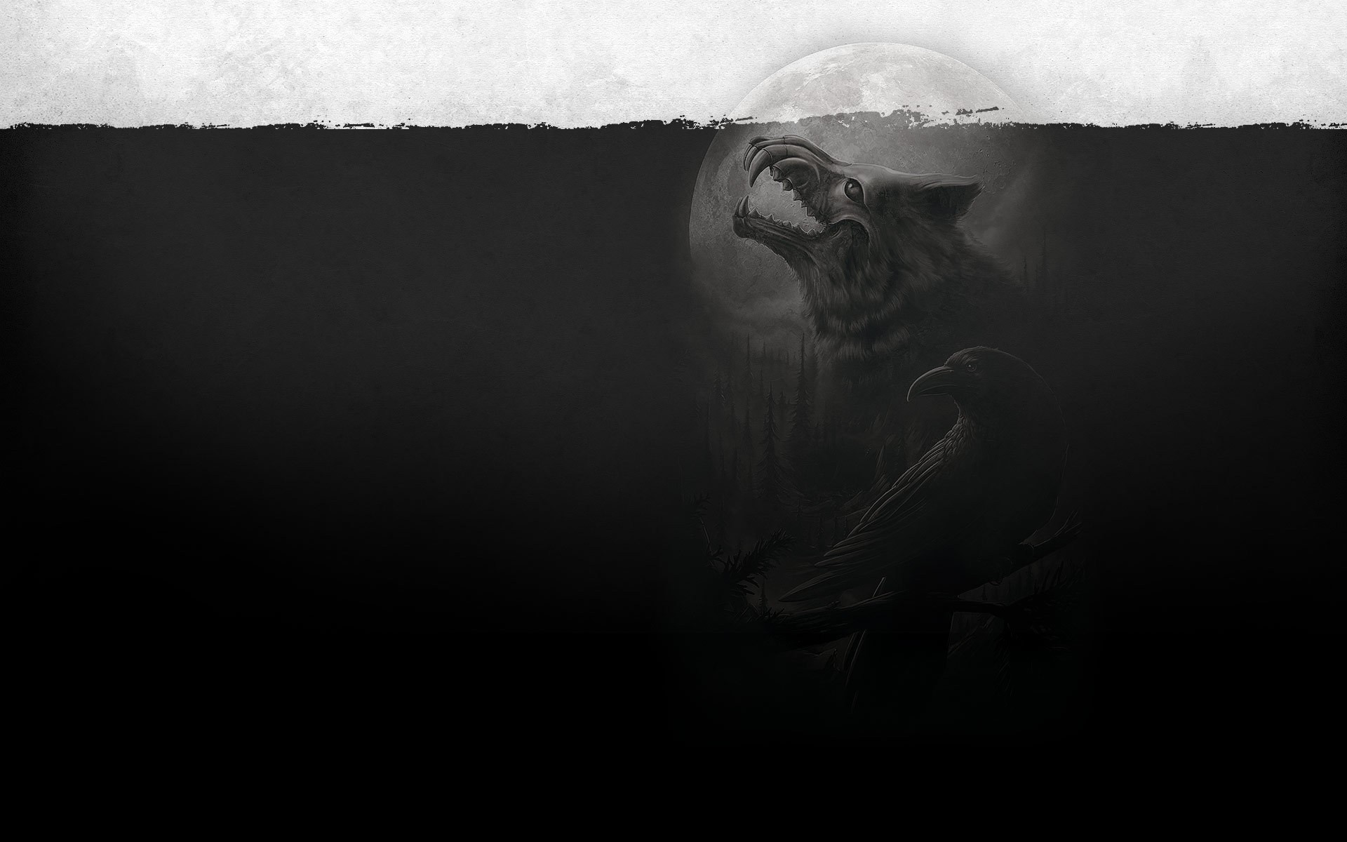 Wolf howling at the moon with a raven HD Wallpaper