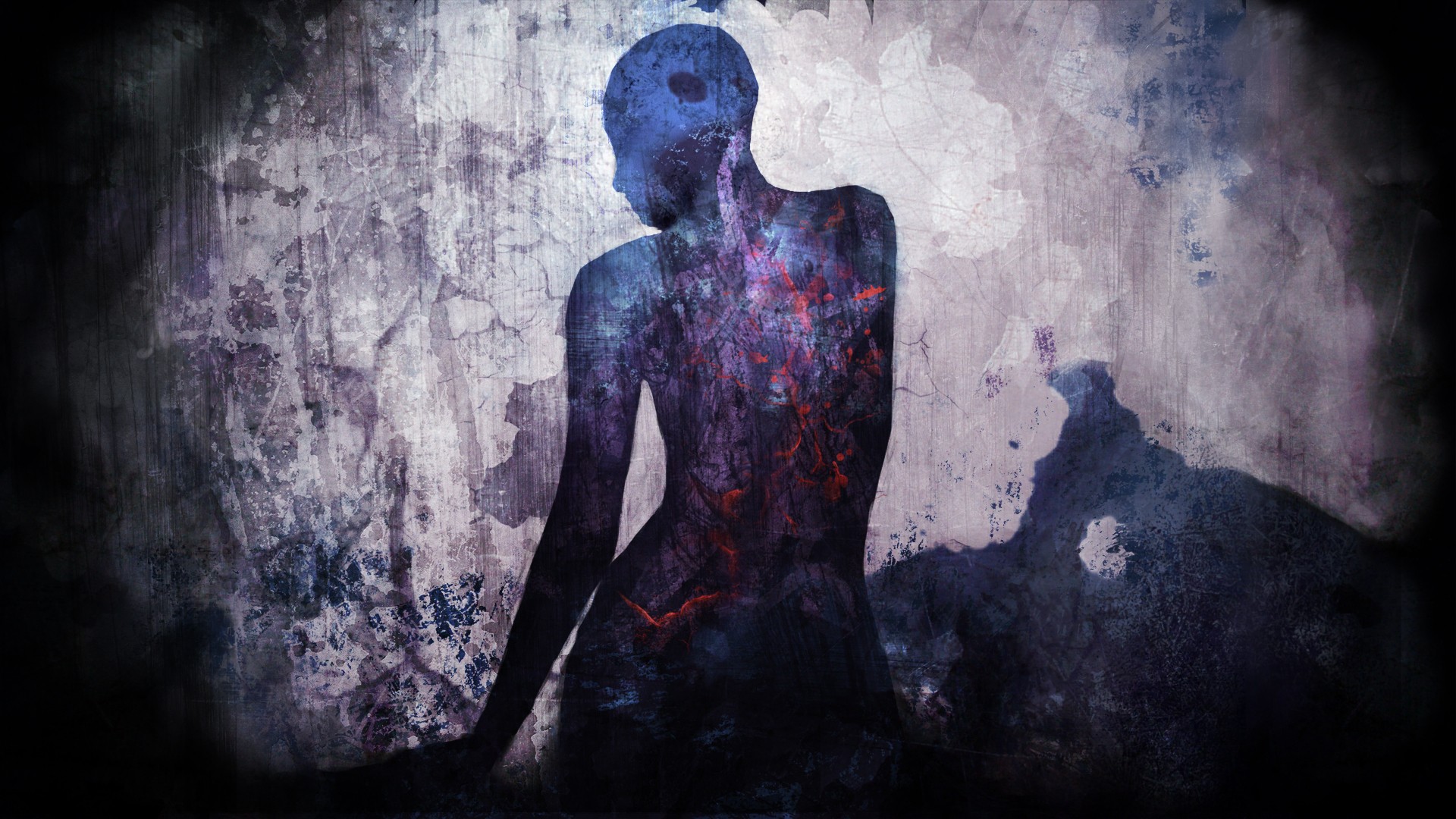 Abstract artwork of a silhouetted figure HD Wallpaper