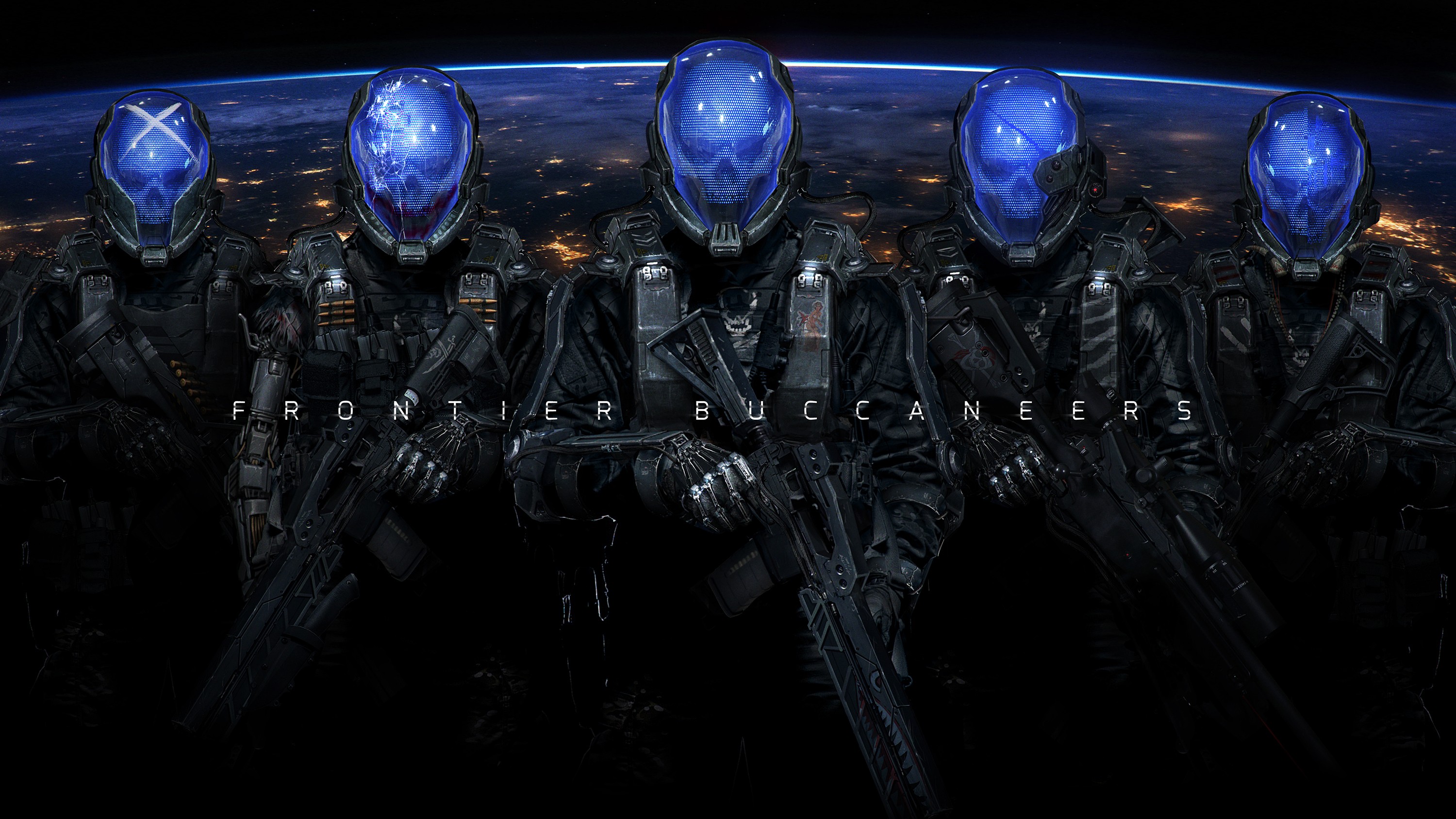 Frontier Buccaneers soldiers in futuristic armor HD Wallpaper