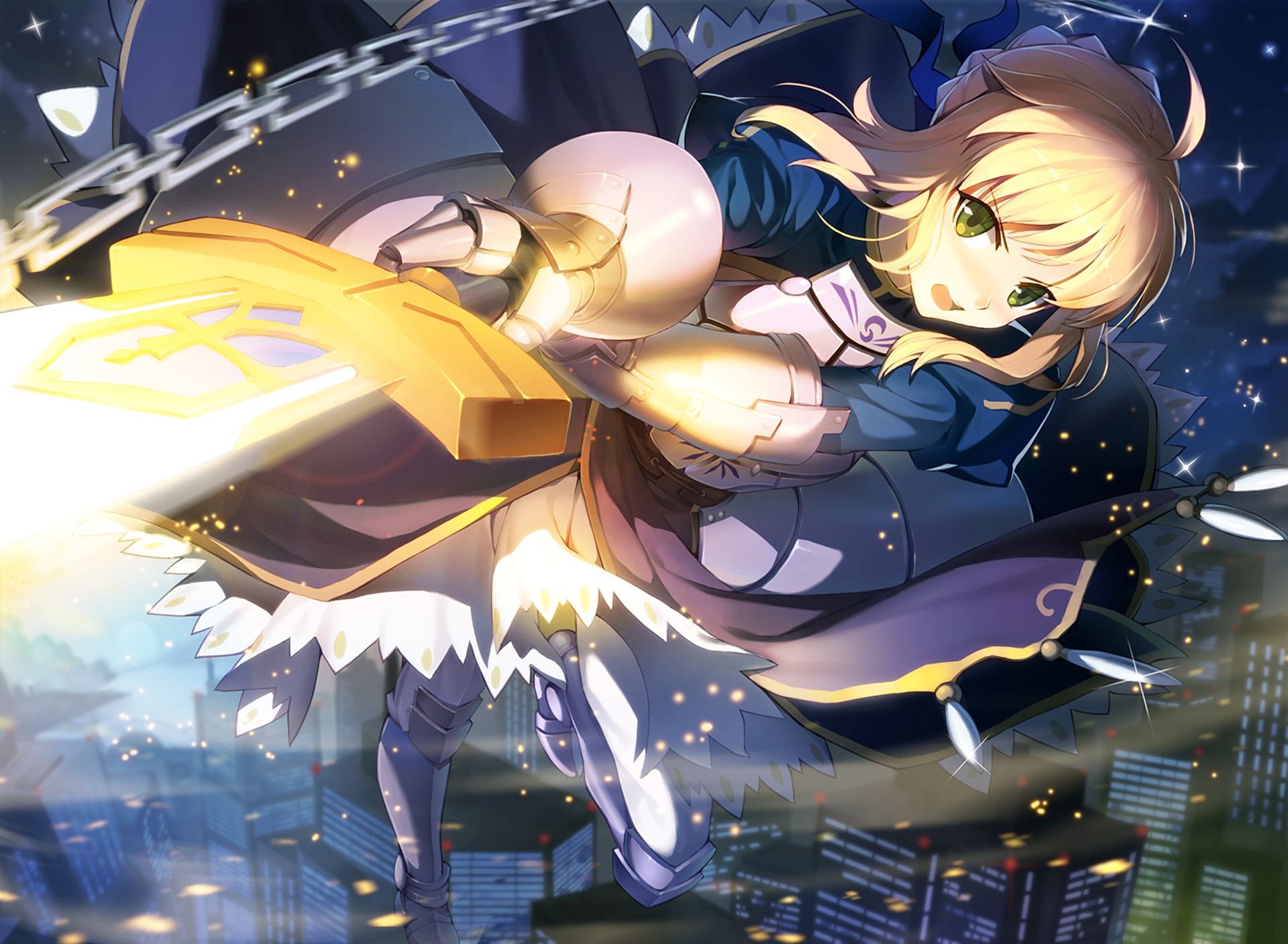 Saber from Fate Series with Excalibur HD Wallpaper