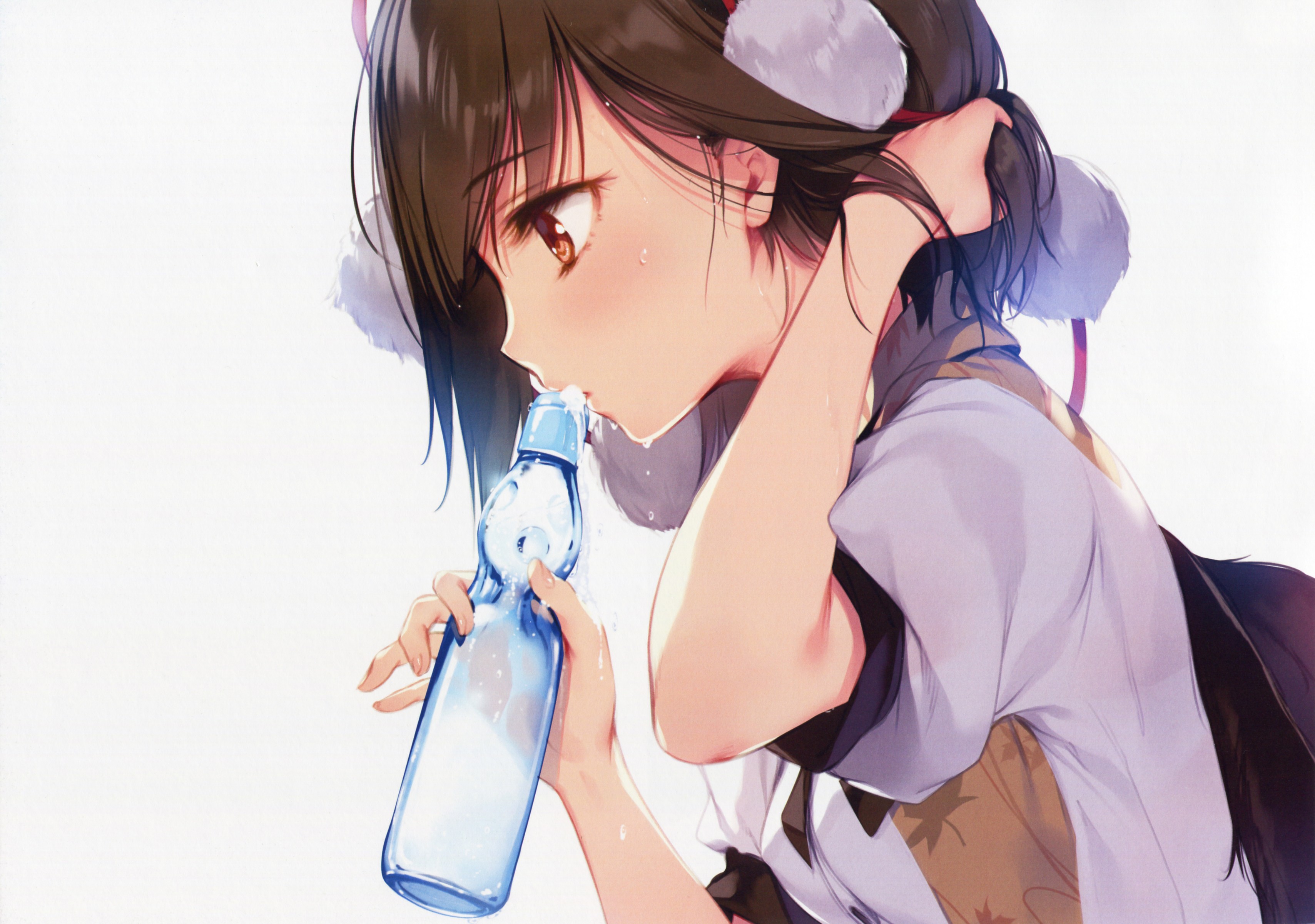 Shameimaru Aya drinking from a Ramune bottle HD Wallpaper