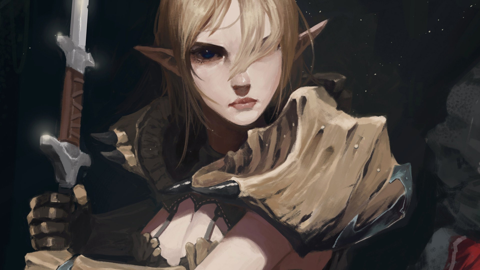 The Elder Scrolls V: Skyrim Elf Warrior with Sword HD Wallpaper