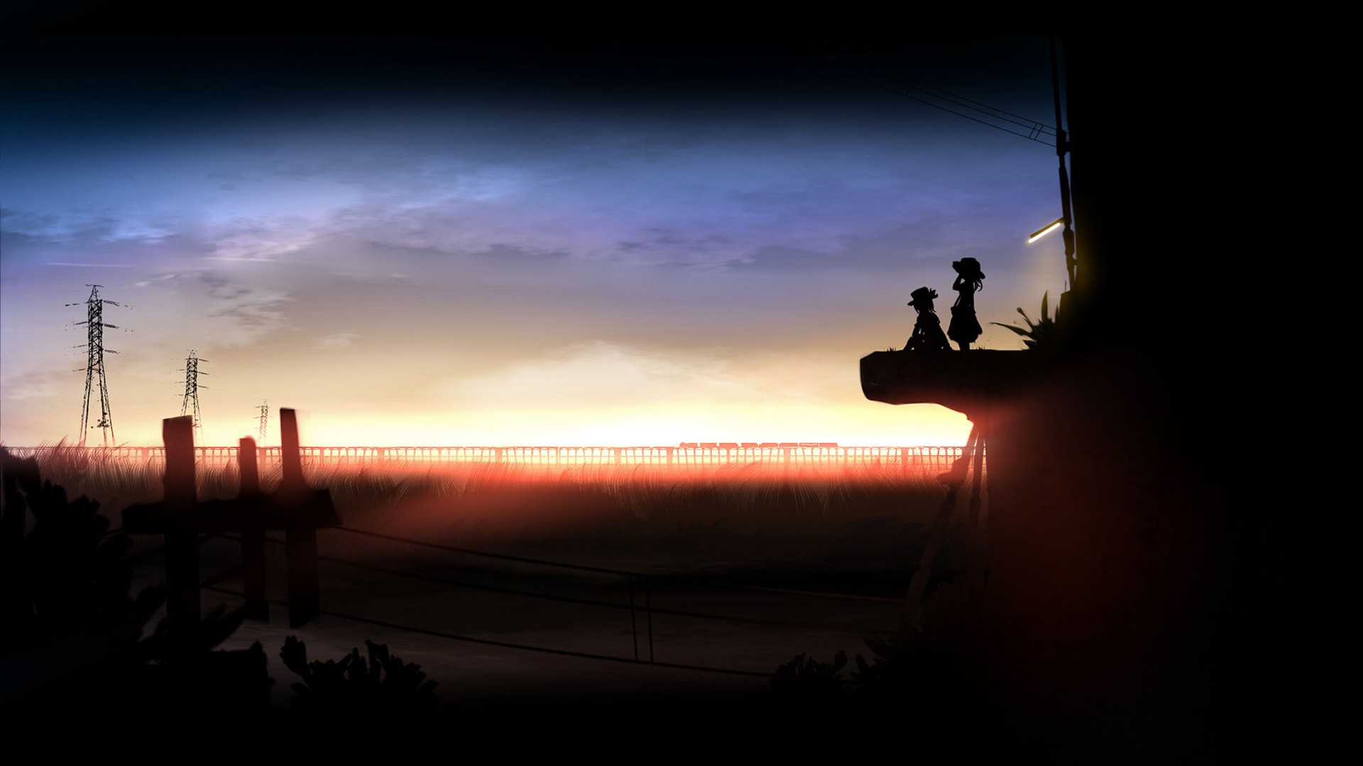 Maribel Han and Usami Renko watching the sunset HD Wallpaper