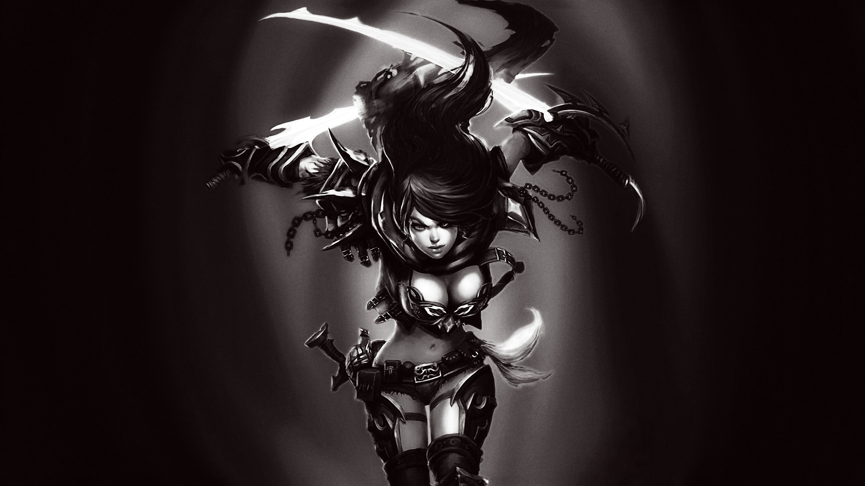Anime woman with swords and armor HD Wallpaper