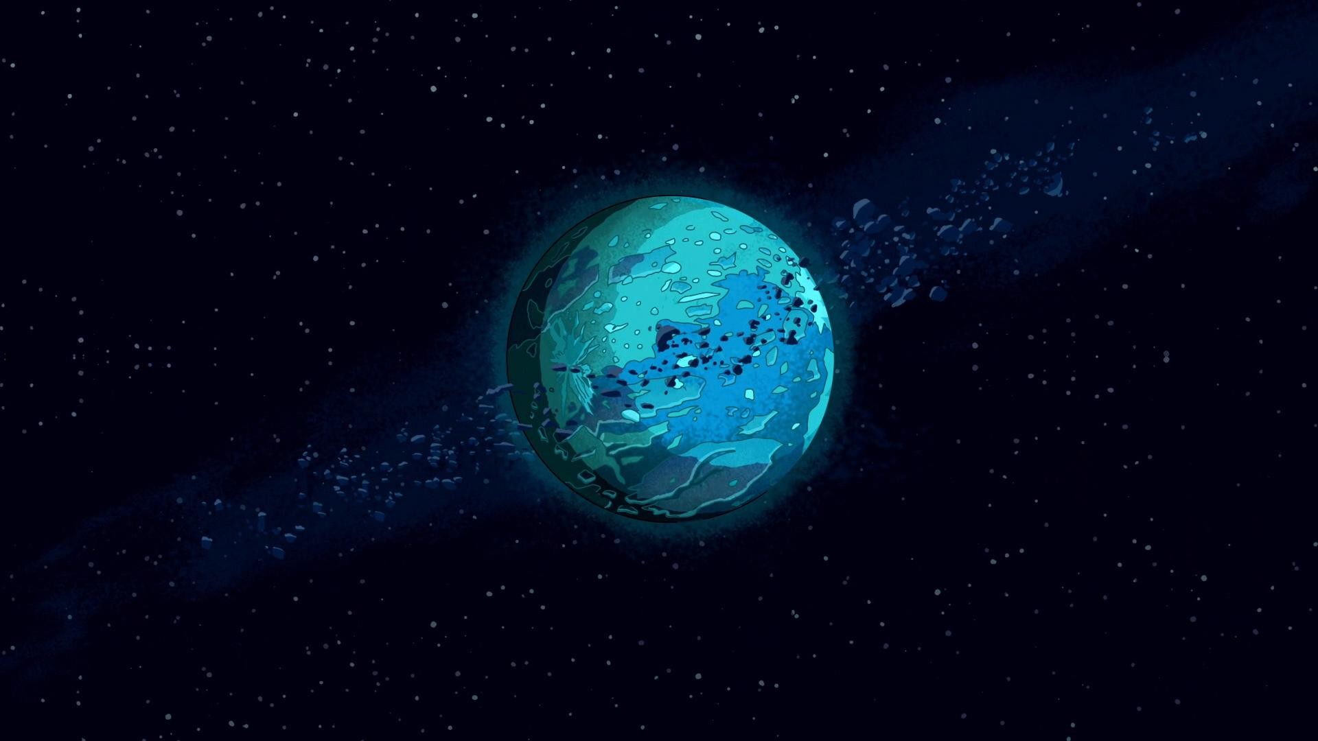 Planet with asteroid belt in Rick and Morty HD Wallpaper