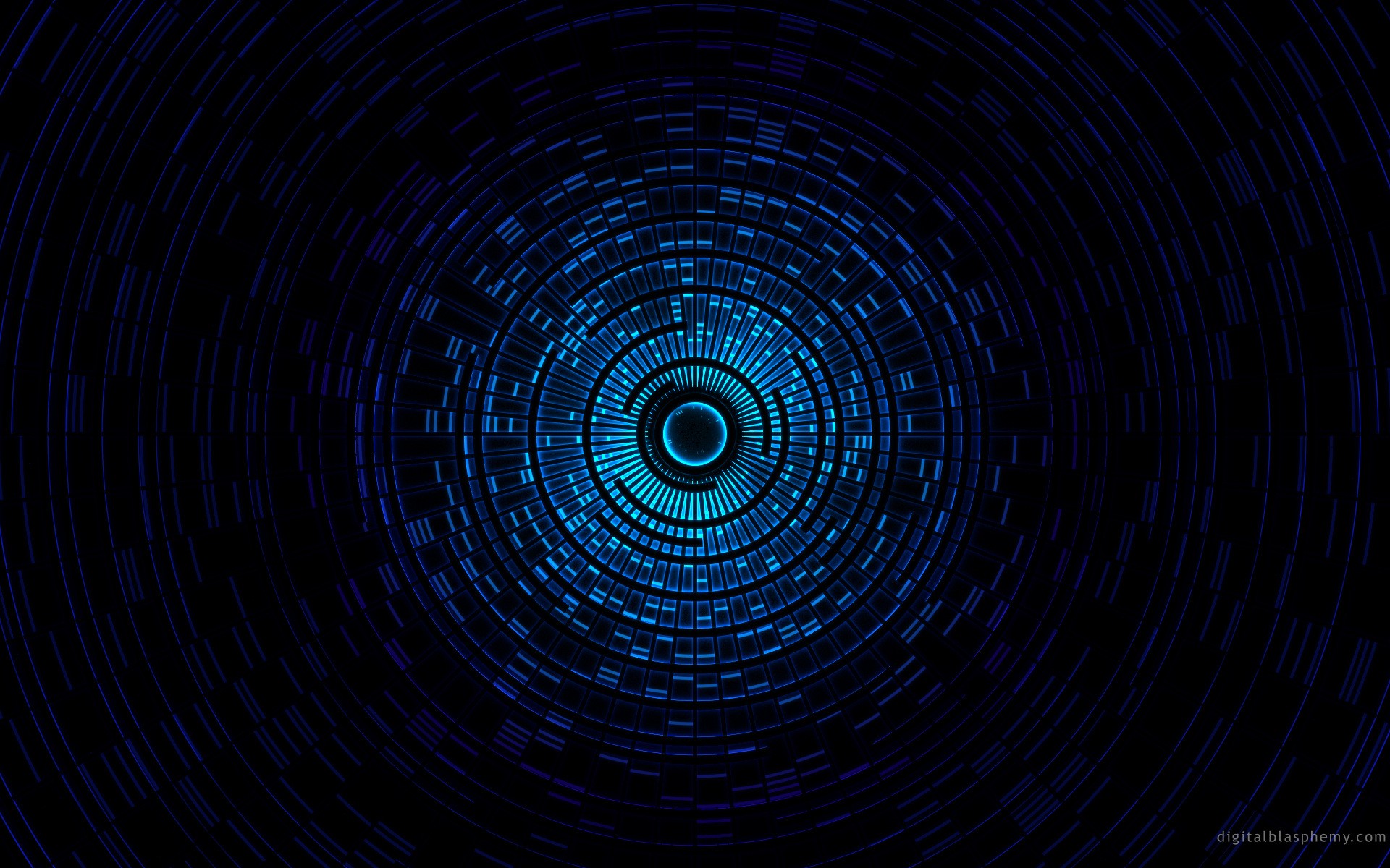Abstract blue circular digital pattern HD Wallpaper