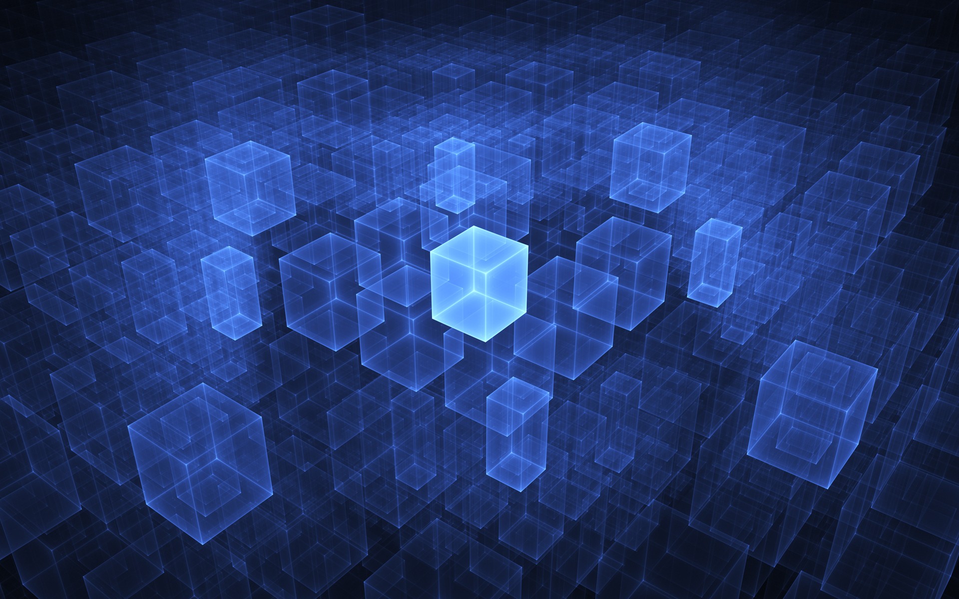 Abstract 3D blue cubes in a grid formation HD Wallpaper